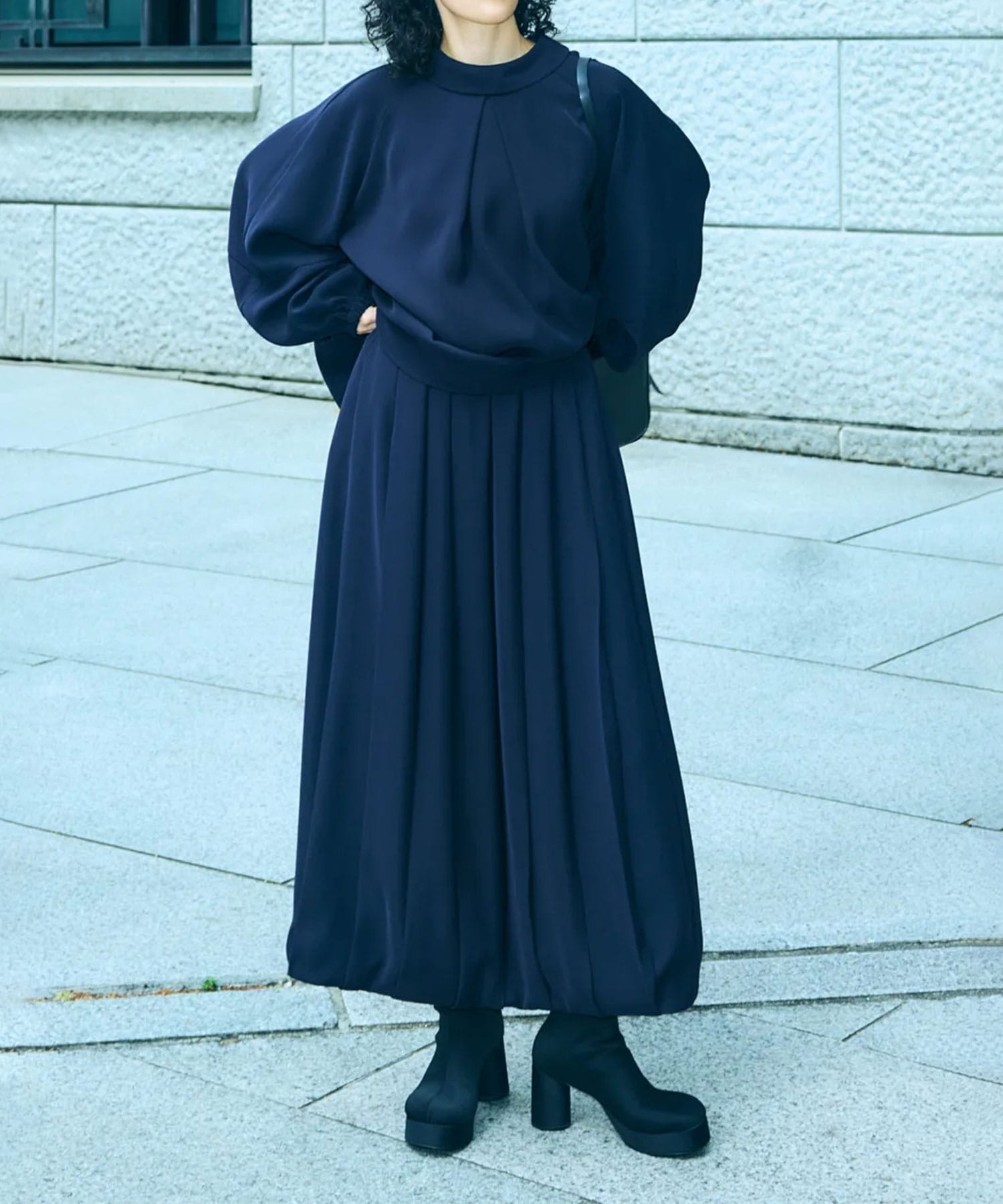 COCOON PLEATS-SKIRT ENFOLD