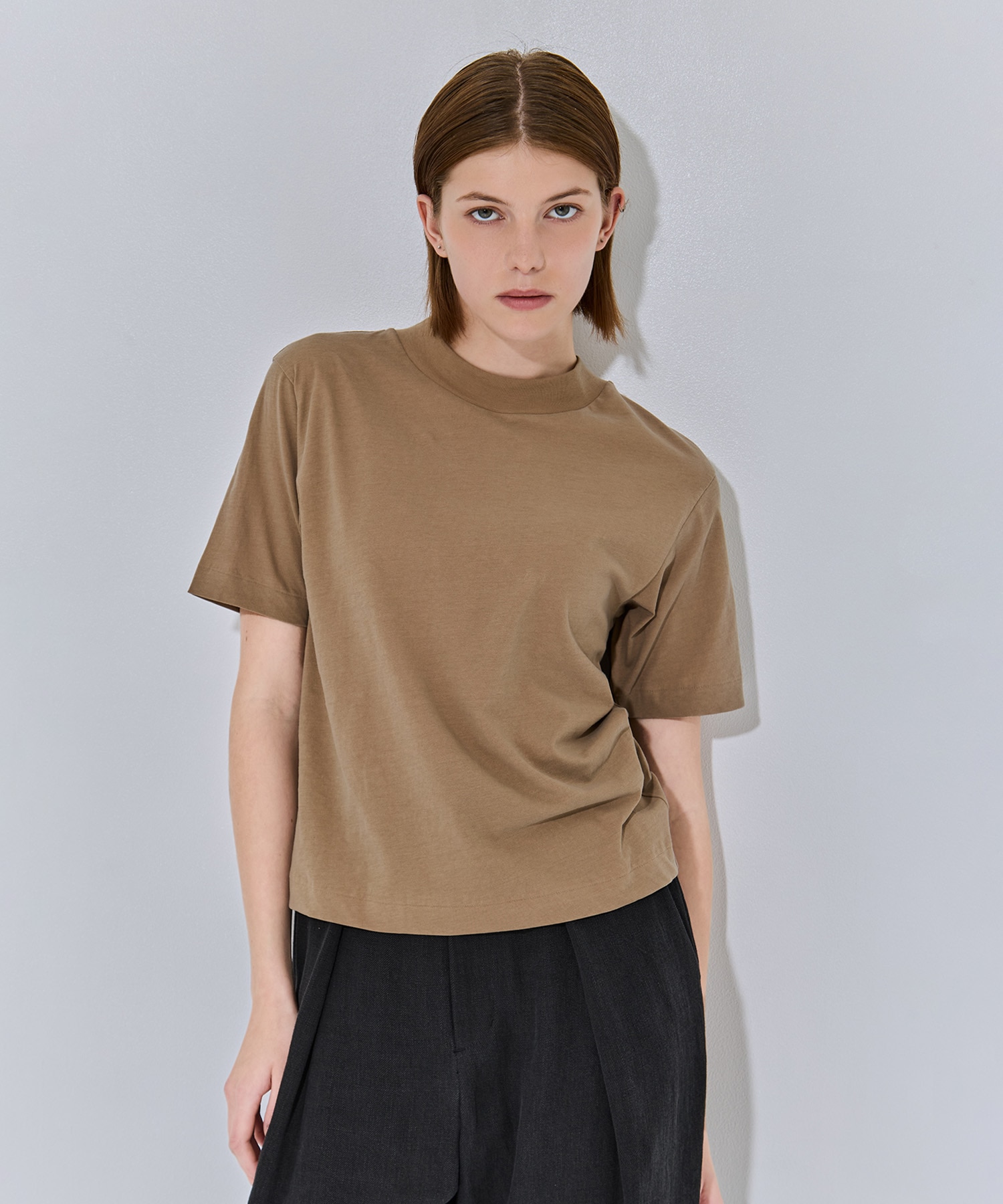 FRESCA NUBUCK MOCK NECK T SHIRTS ATON