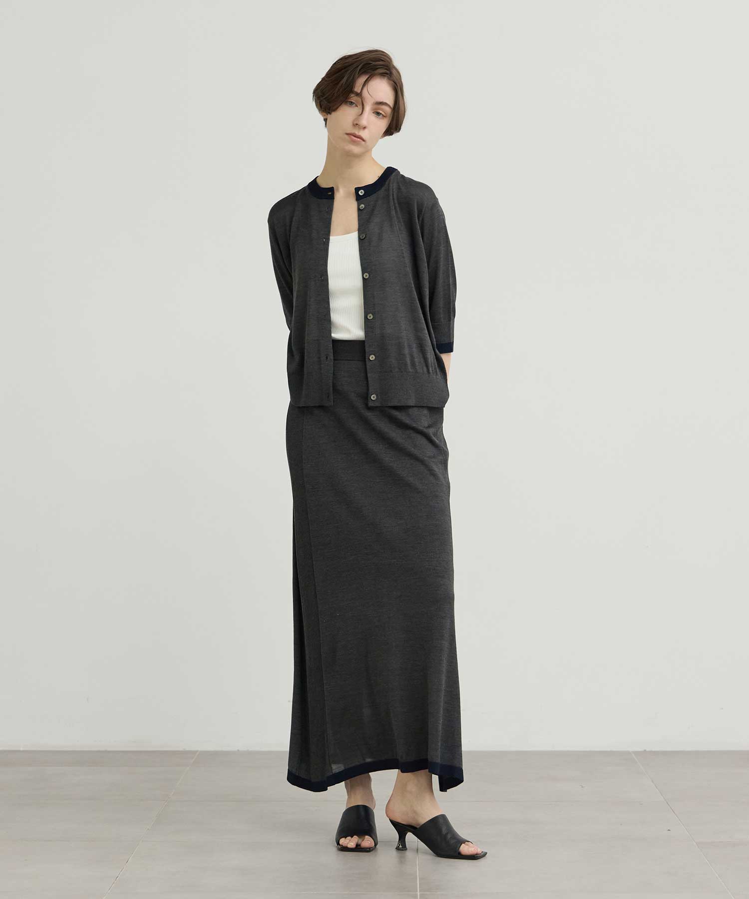 別注 Washable Silk Half Sleeve Cardigan CINOH