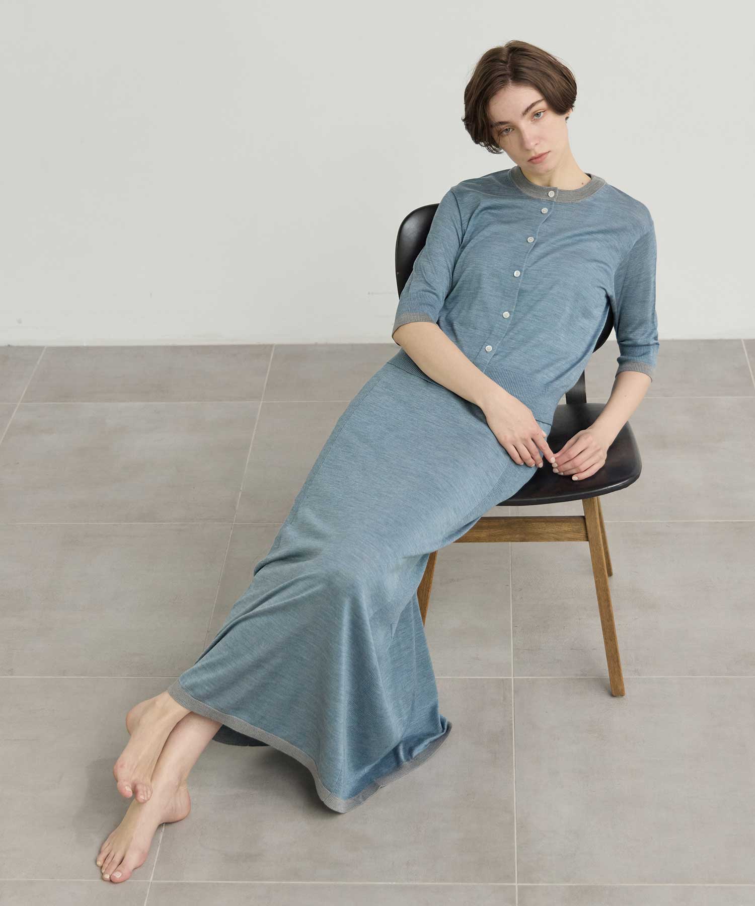 別注 Washable Silk Half Sleeve Cardigan CINOH