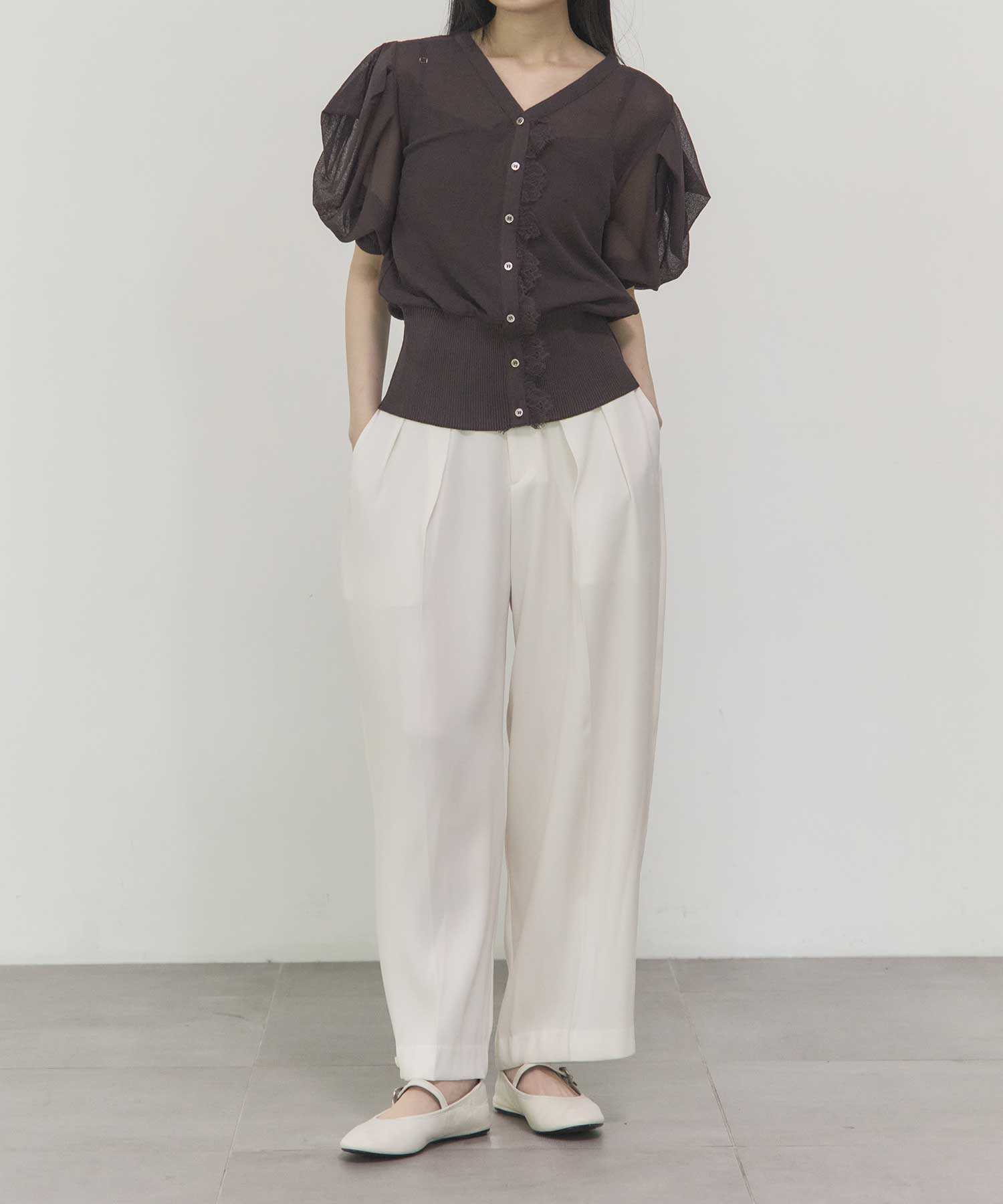 Harf Sleeve Lace Knit Cardigan THE TOKYO