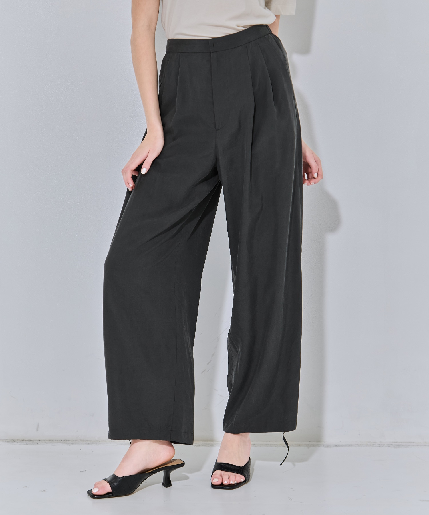 SILK SUEDE WIDE EASY PANTS ATON