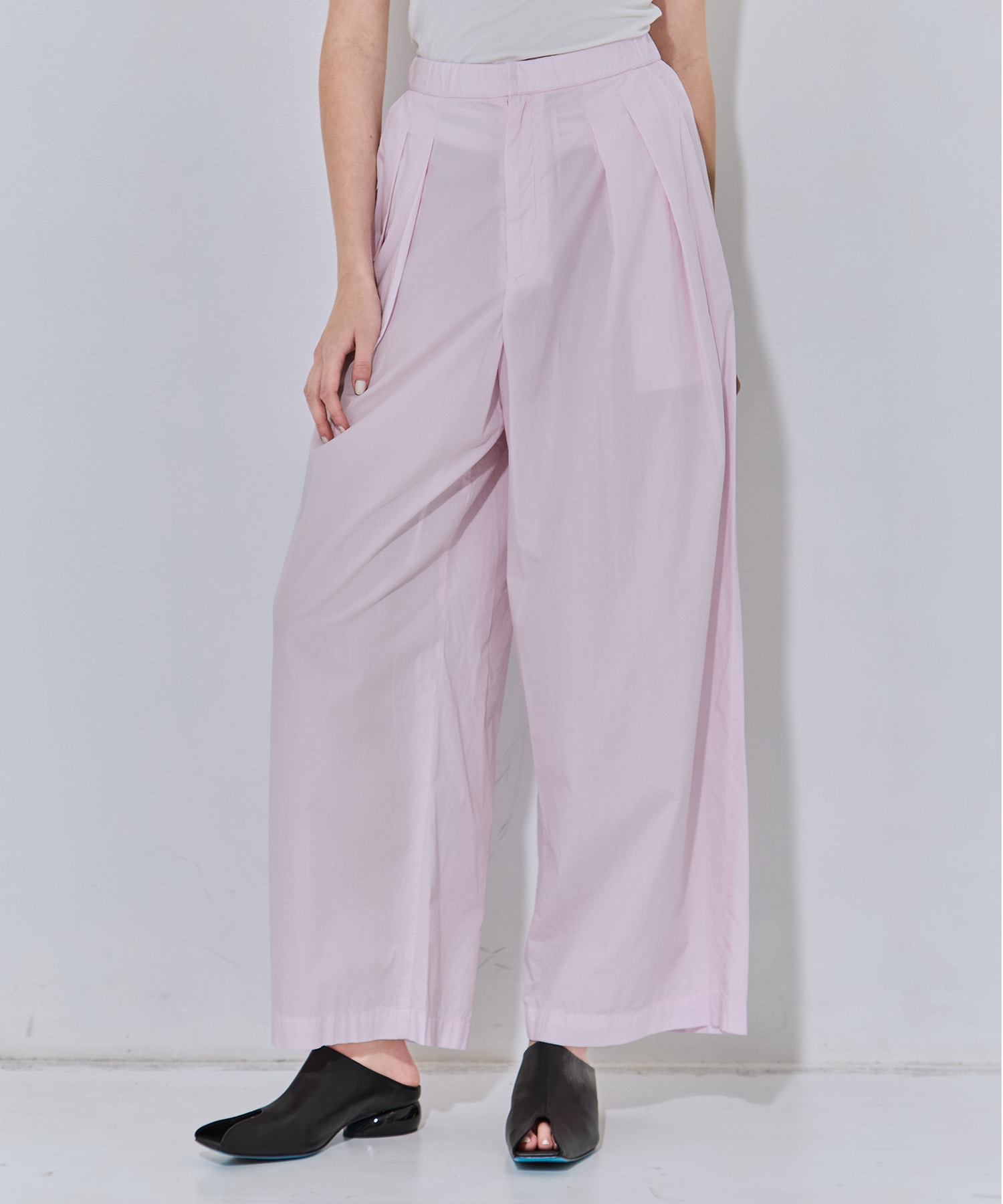 NATURAL DYED COTTON LAWN TWO TUCKED PANTS ATON
