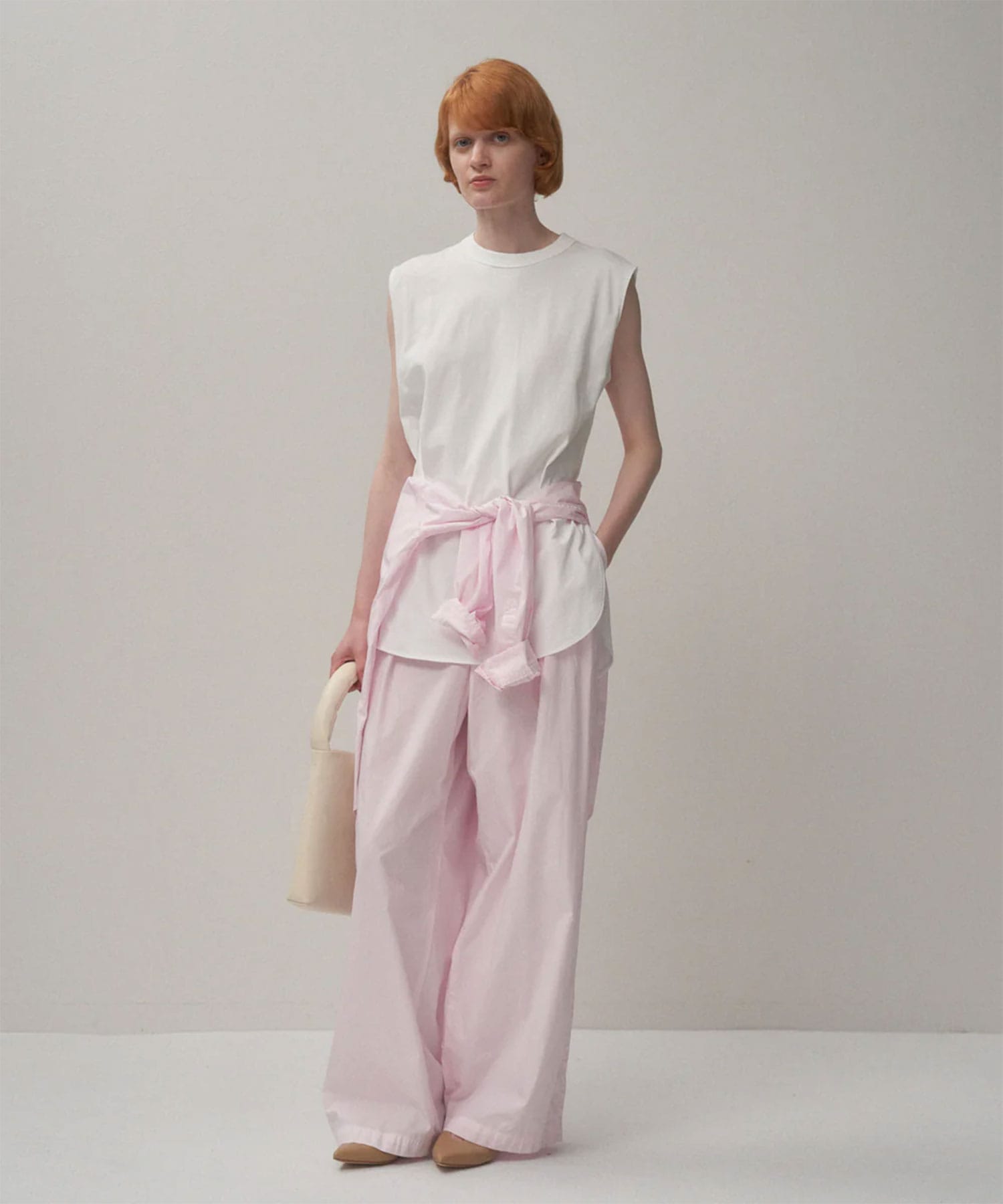 NATURAL DYED COTTON LAWN TWO TUCKED PANTS ATON