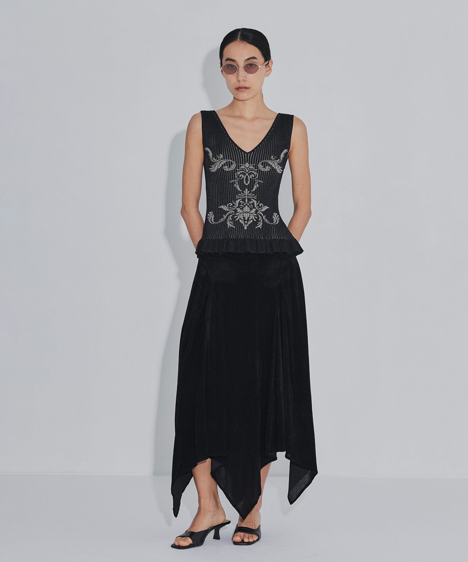 VELVET TULLE GATHERED SKIRT FETICO