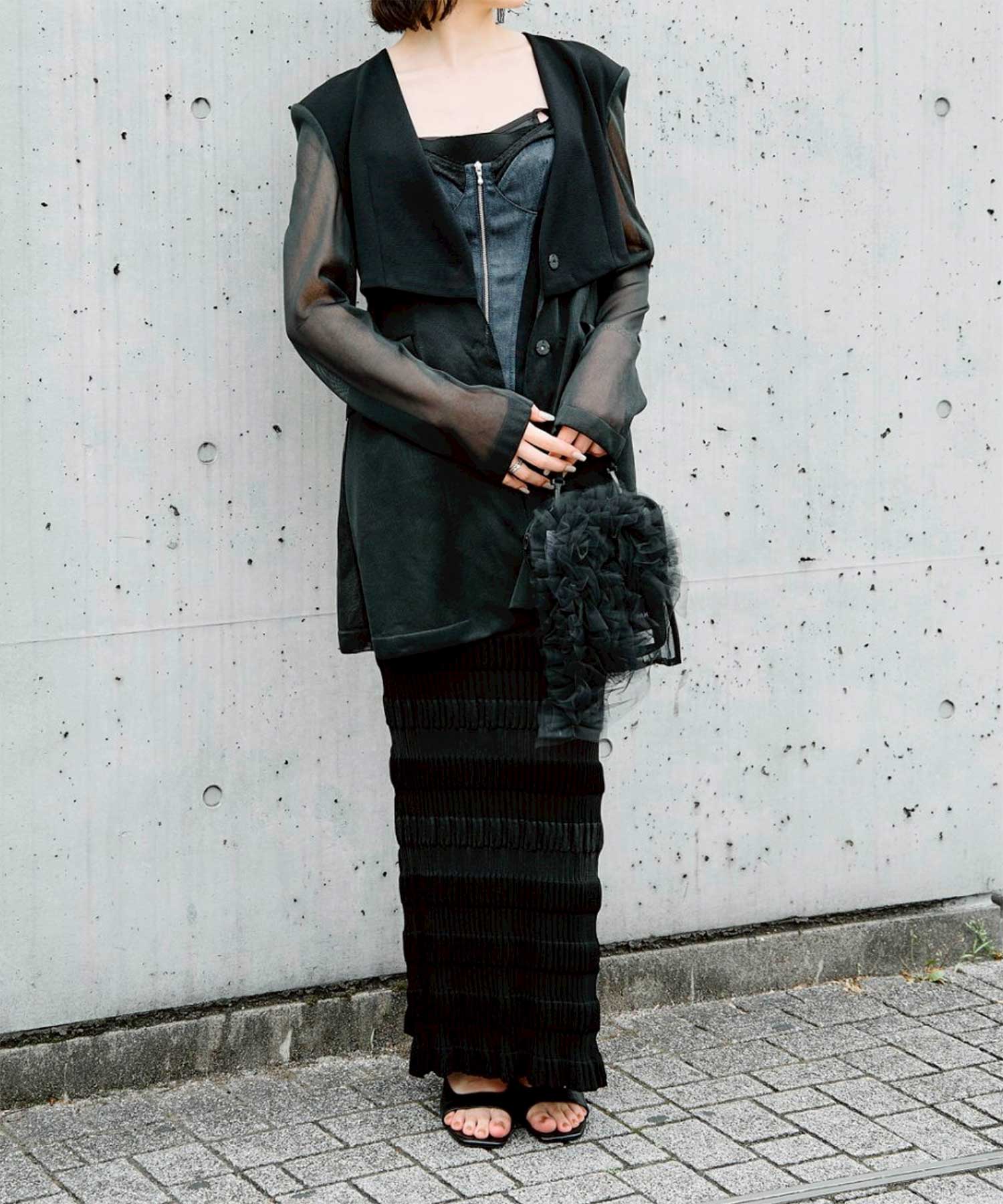 SHEER COMBINED KNIT JACKET FETICO