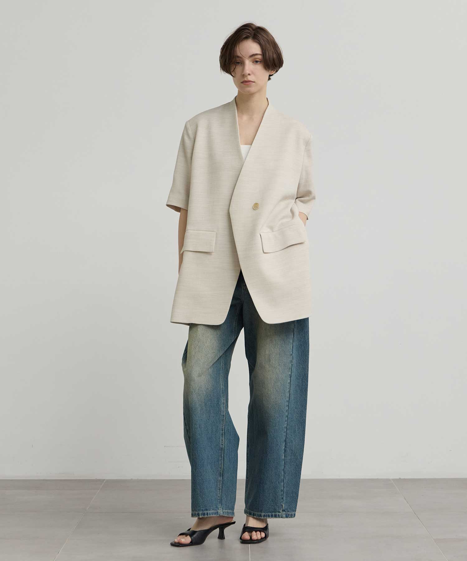 別注 side slit half sleeve jacket Louren