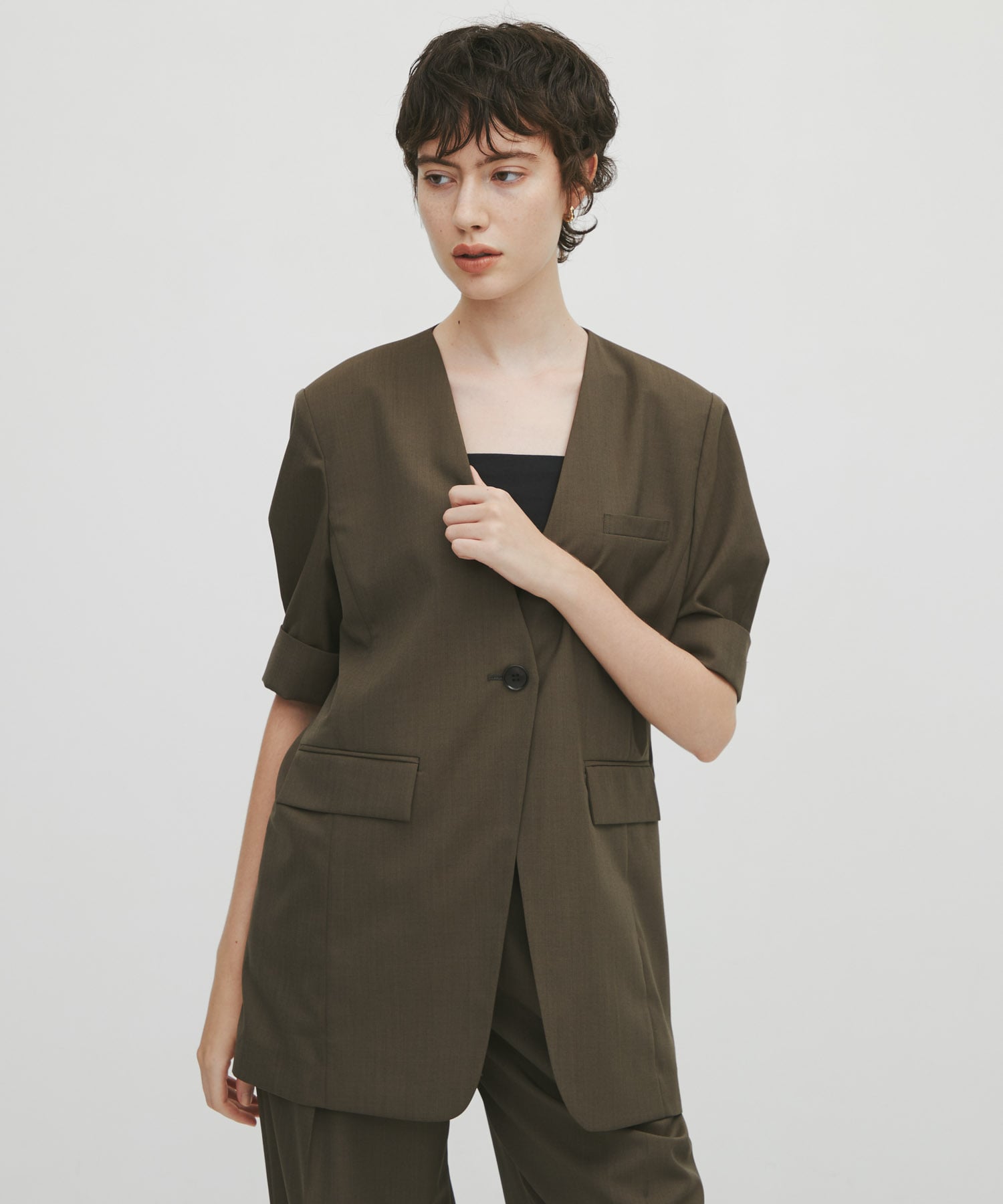 Harf Sleeve Collarless Jacket THE TOKYO