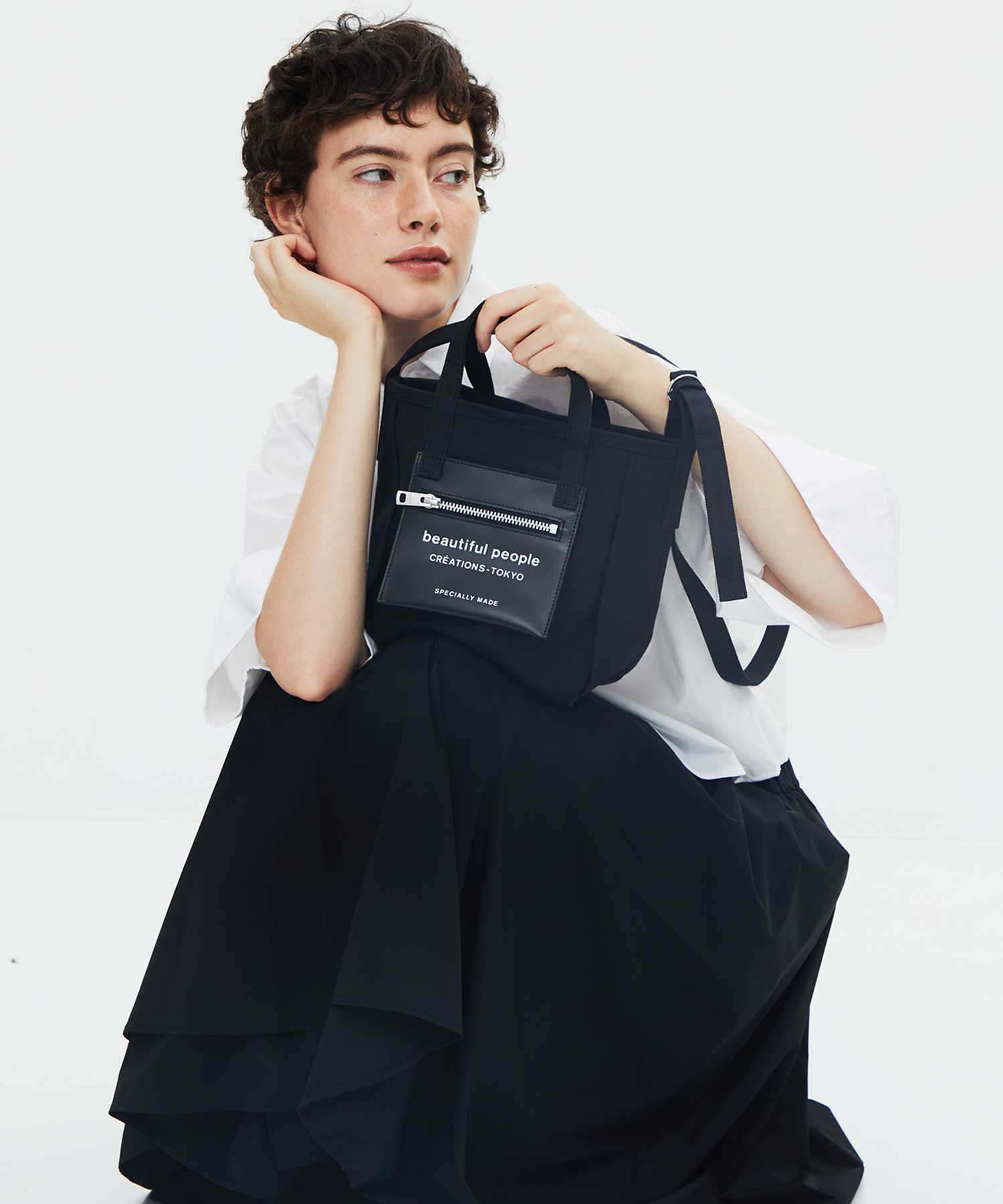 別注 Logo Leather Pocket Mini Tote Bag beautiful people