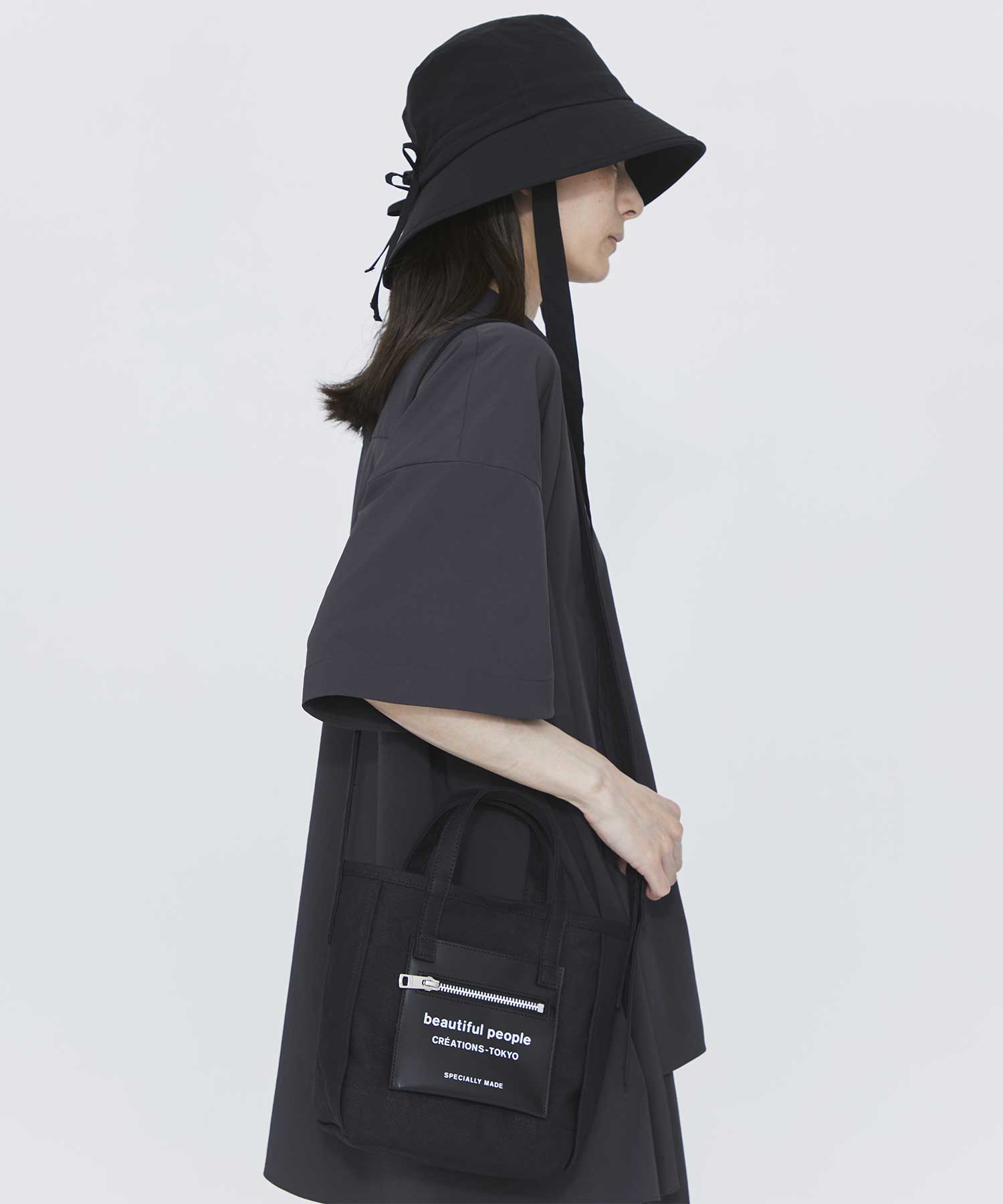 別注 Logo Leather Pocket Mini Tote Bag beautiful people