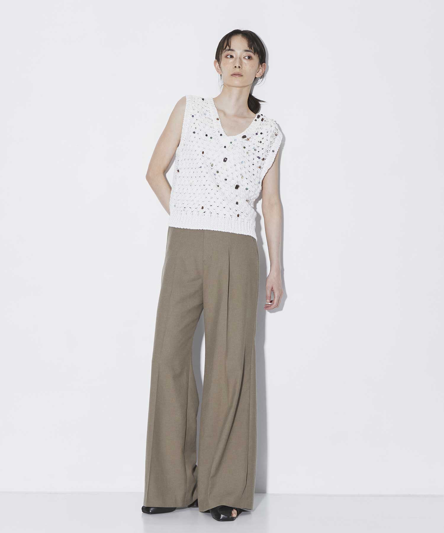 EX.Gerda glass beads&ores knit WH AKIRANAKA