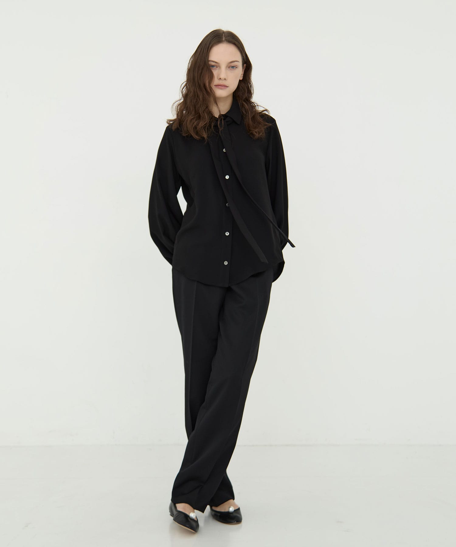 BLACK FORMAL BOWTIE SHIRT CINOH