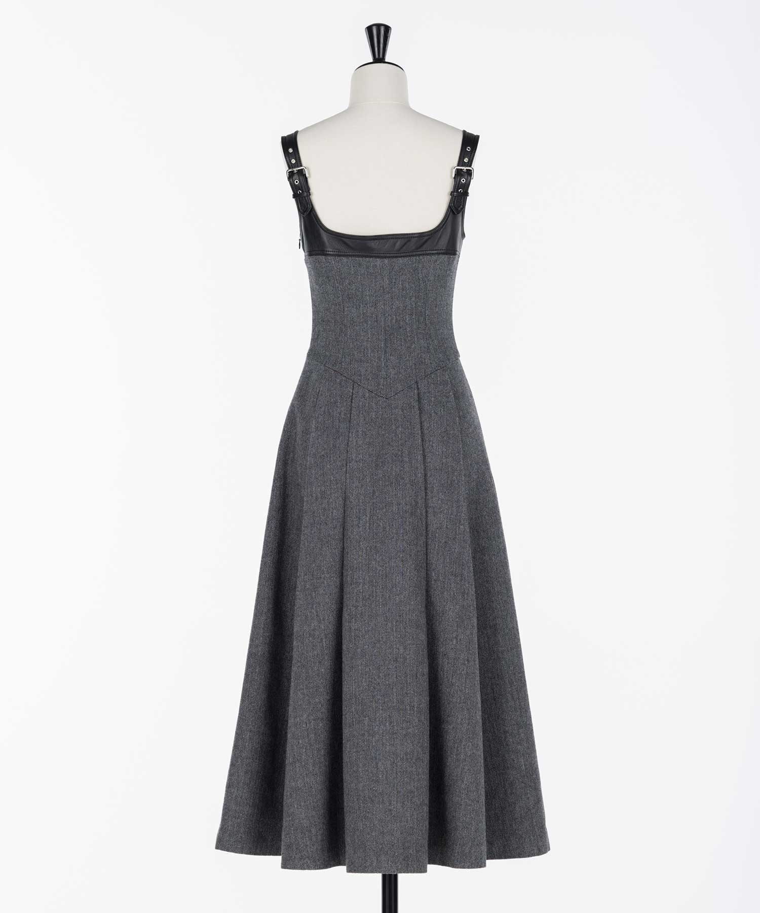 Leather panel Herringbone dress FETICO