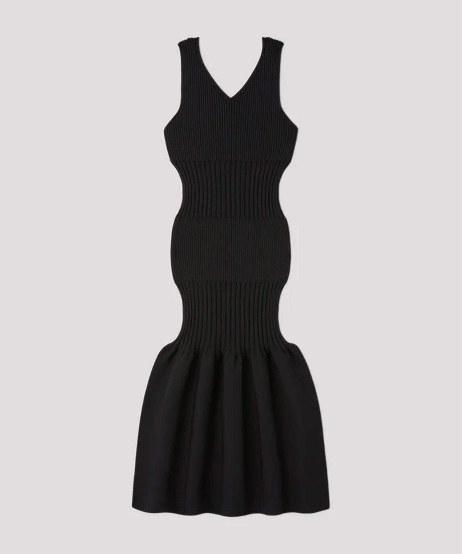 FLUTED V-NECK SLEEVELESS MERMAID DRESS CFCL