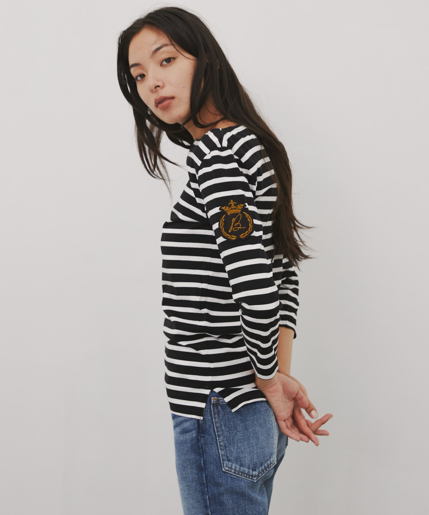 BOAT NECK COMPACT L/S TEE BORDER MADISONBLUE
