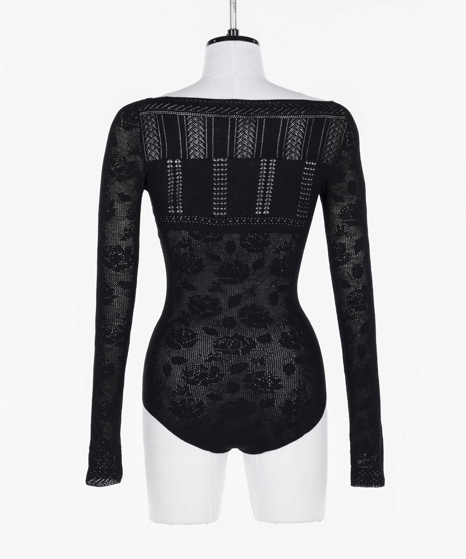 Rose pattern lace-knit bodysuit FETICO