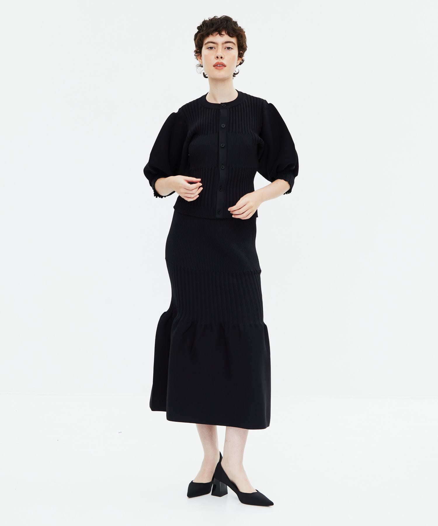 FLUTED SHORT PUFF SLEEVE CARDIGAN CFCL
