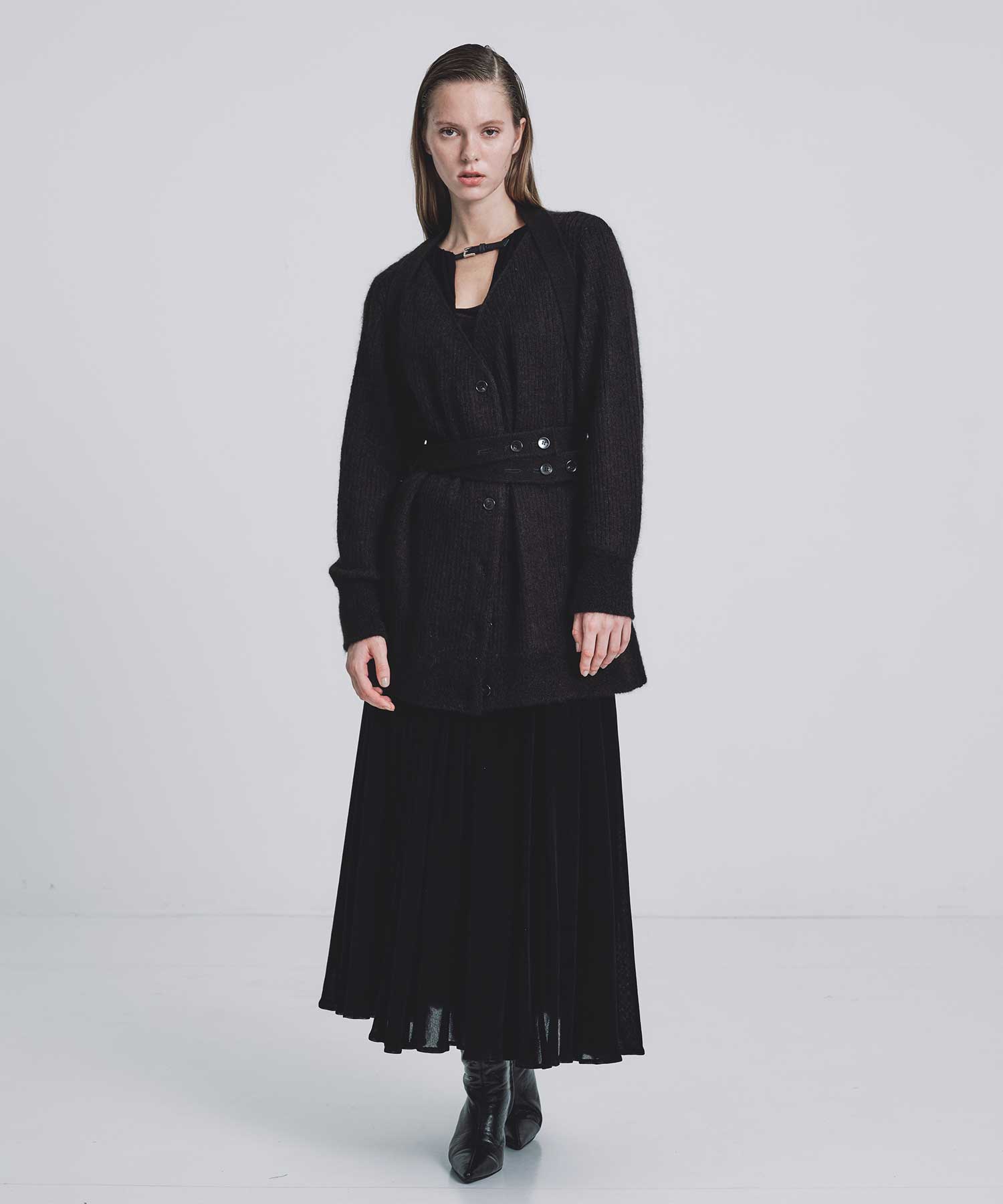 Mohair knit belted cardigan FETICO