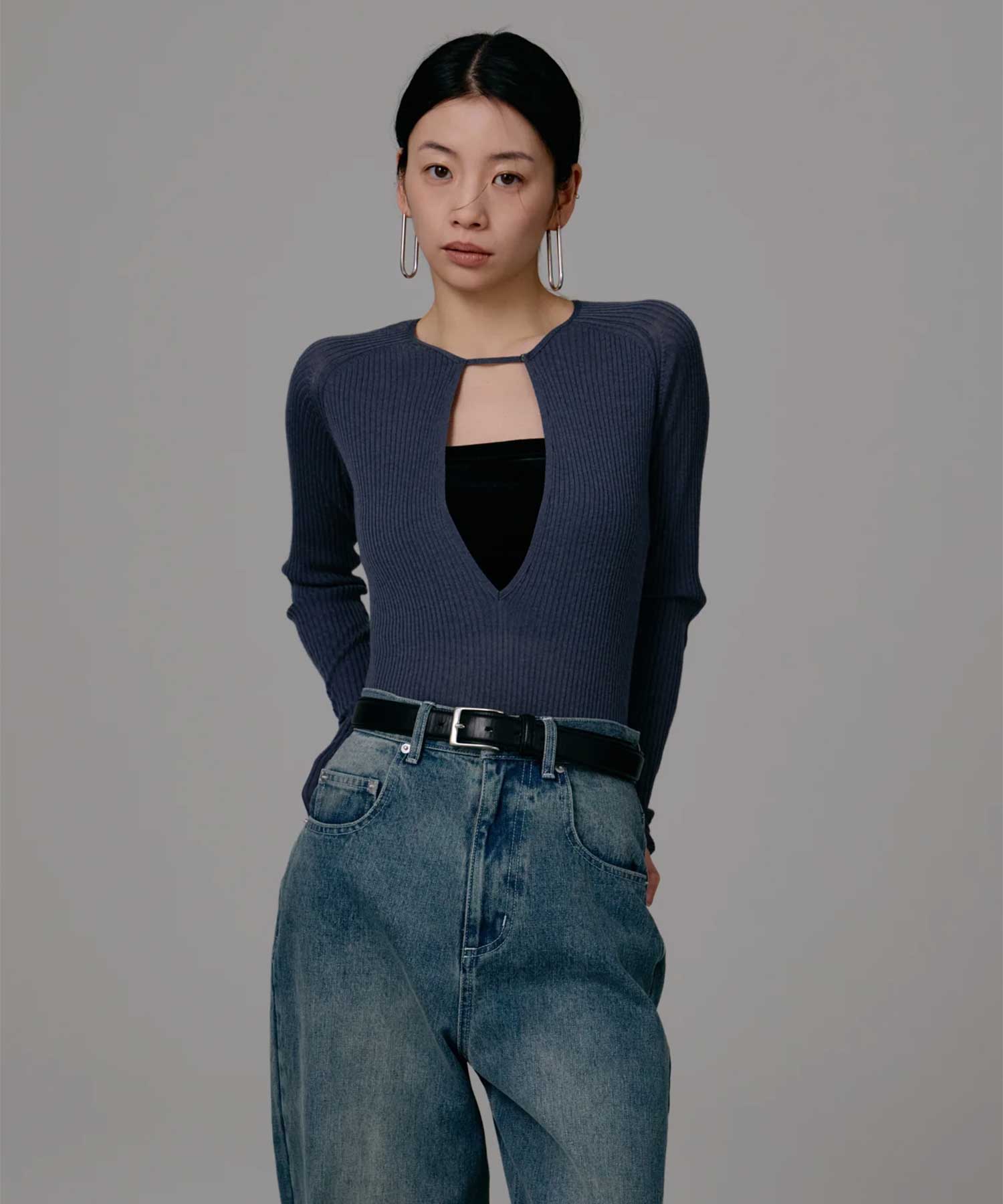 Vneck knit body suit Louren