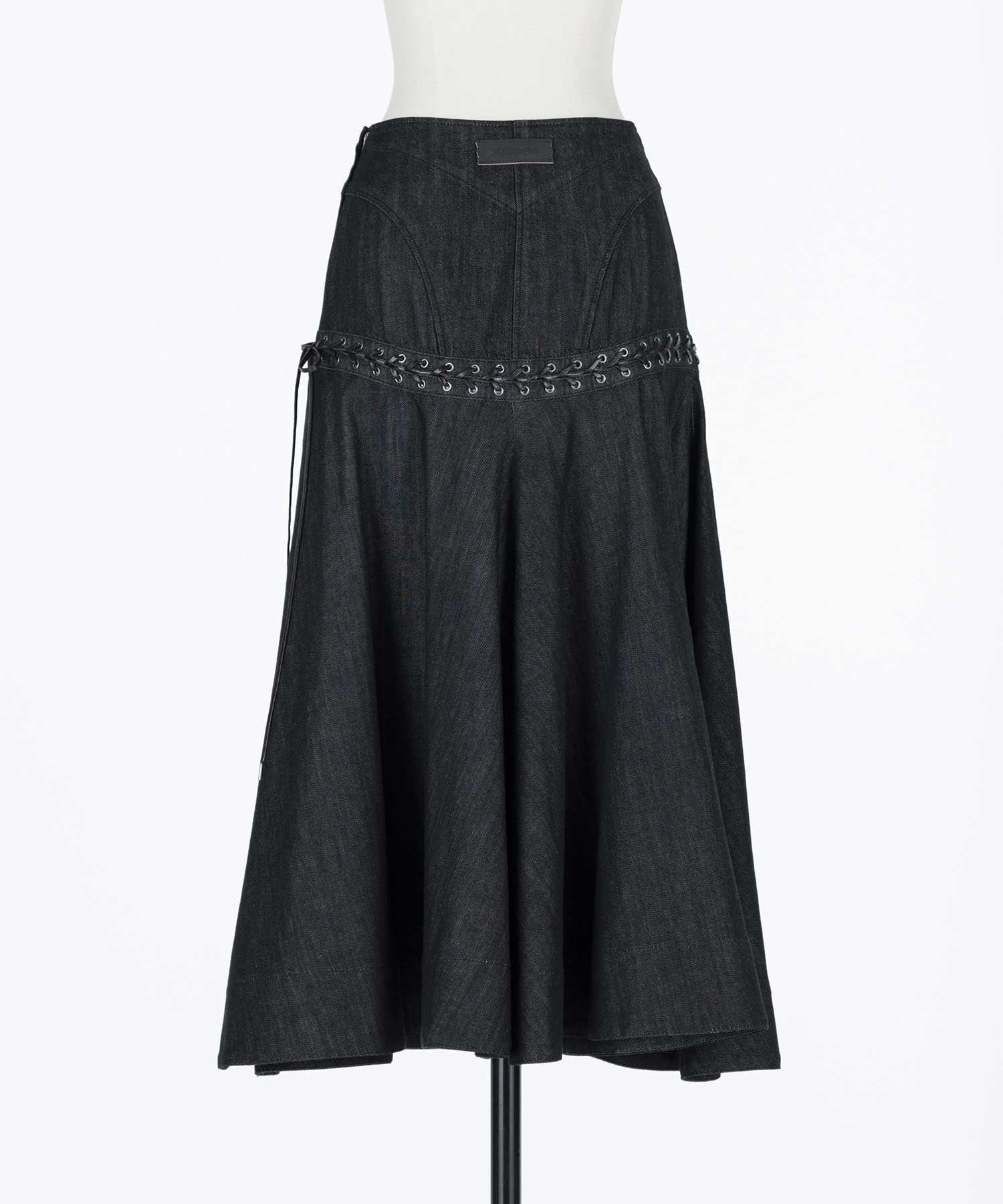 Lace up denim flare skirt FETICO