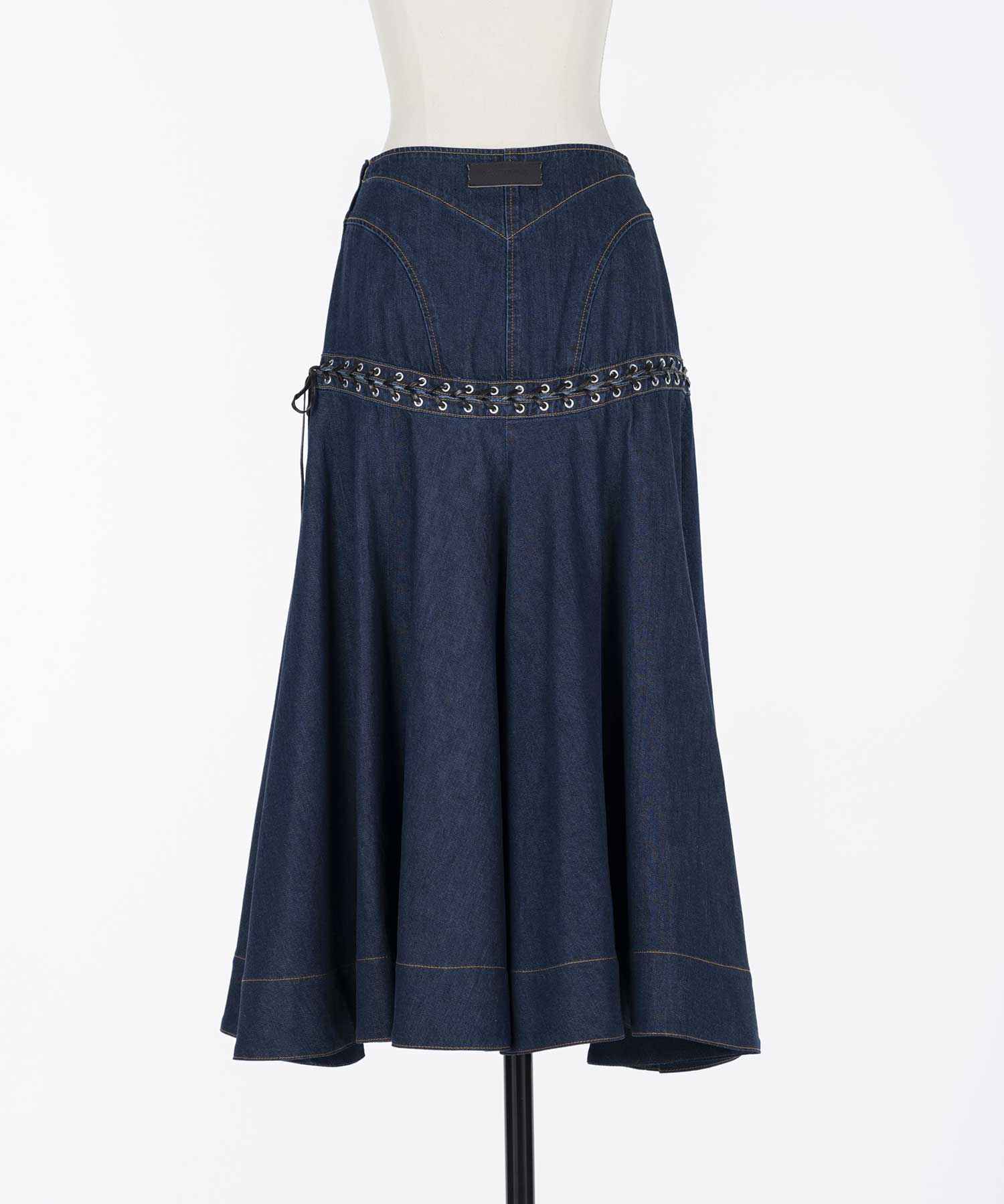 Lace up denim flare skirt FETICO
