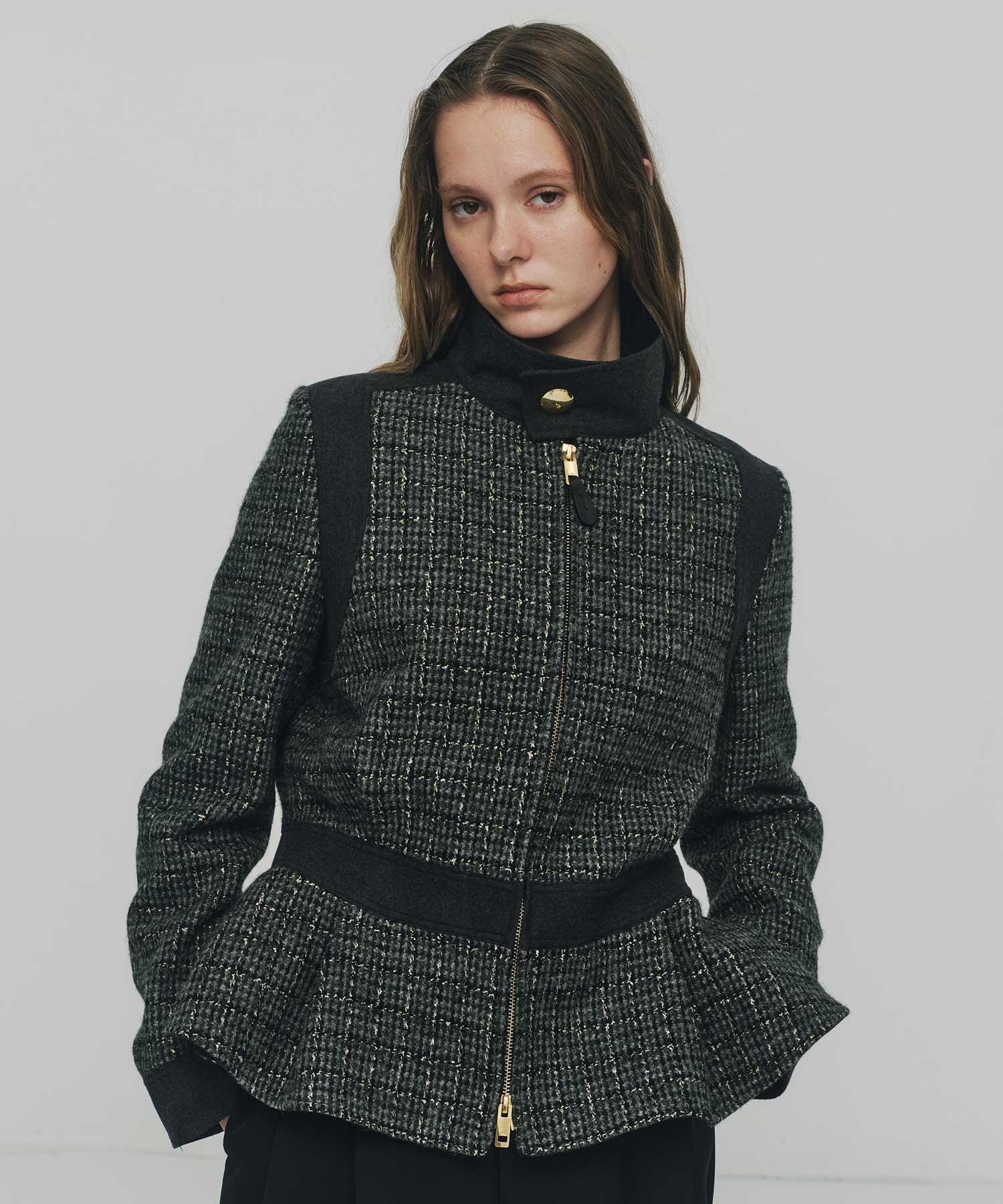 RERACS PEPLUM STAND COLLAR BLOUSON THE RERACS