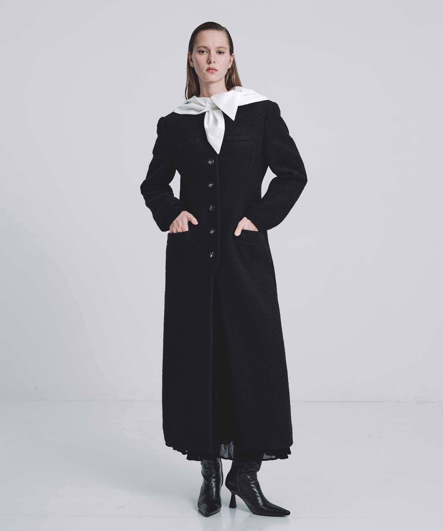 Single-breasted boucle wool coat FETICO