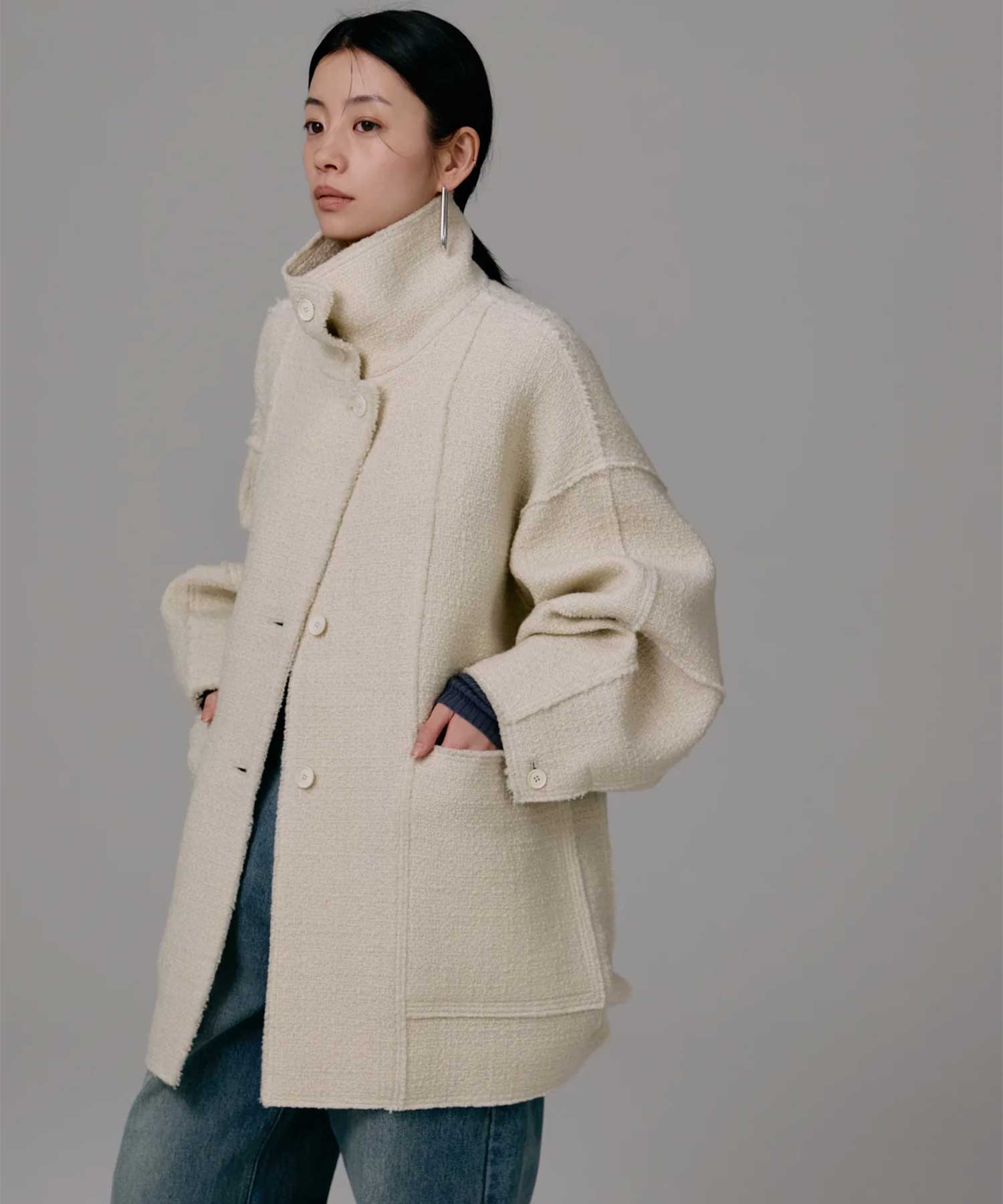 tweed half coat Louren