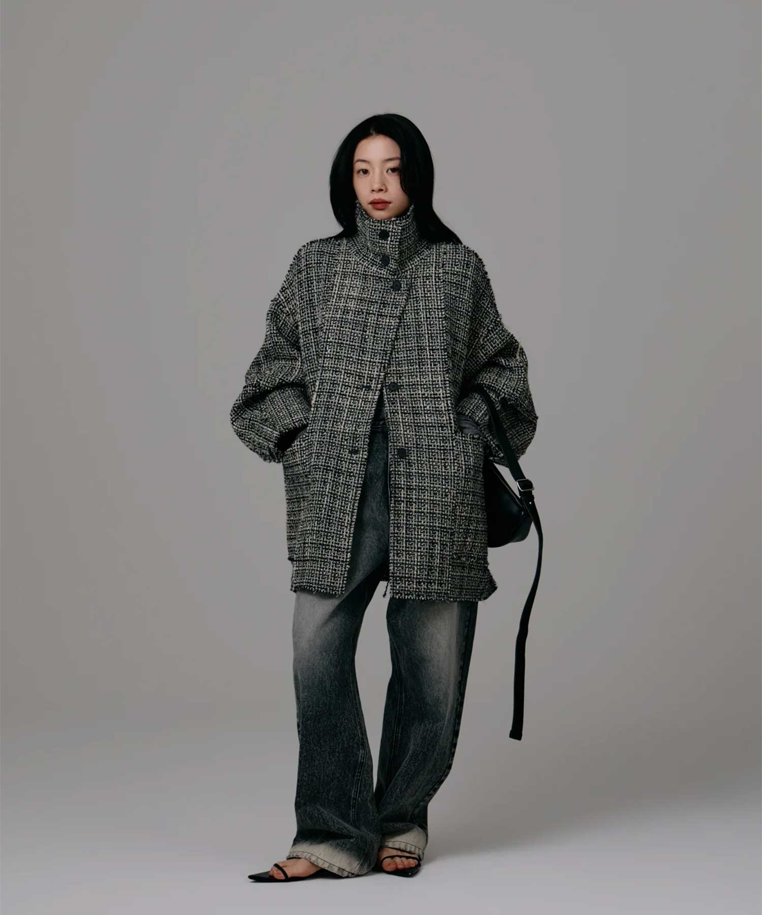 tweed half coat Louren