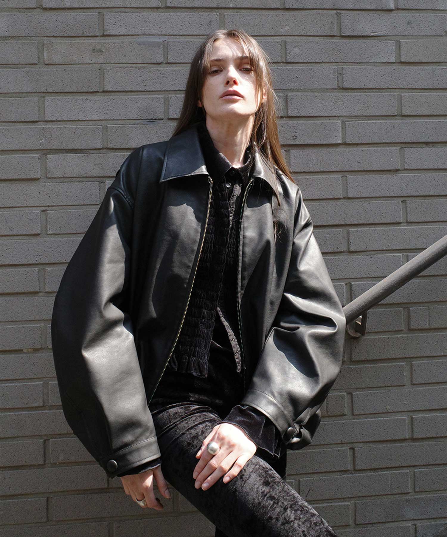 FAKE LEATHER BALLOON JACKET CLANE