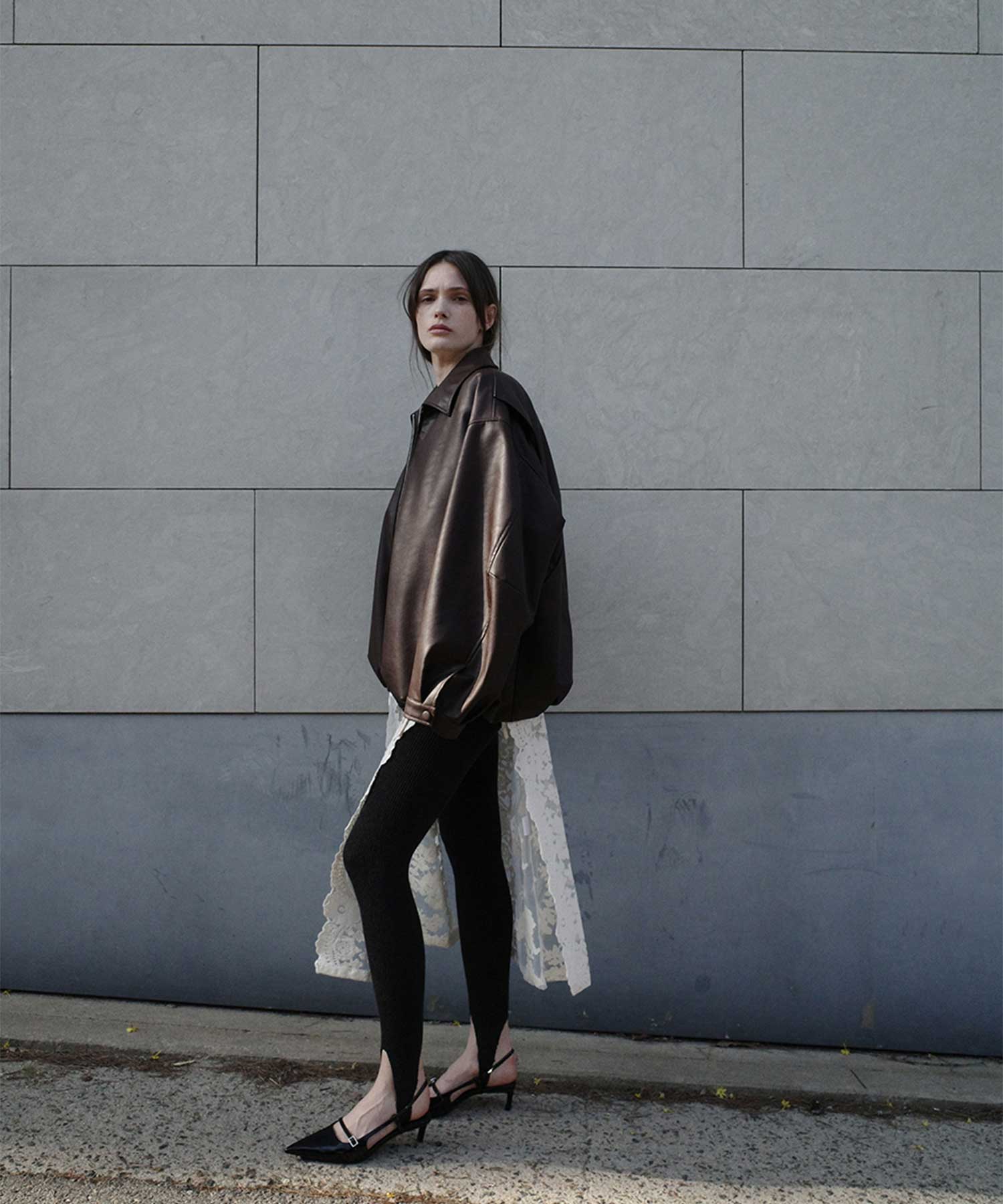 FAKE LEATHER BALLOON JACKET CLANE