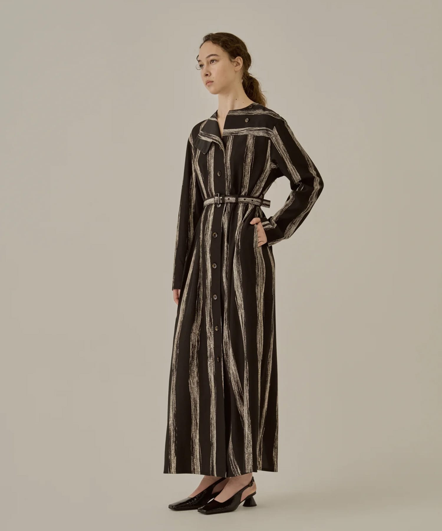 Stitch stripe dress BK AKIRANAKA