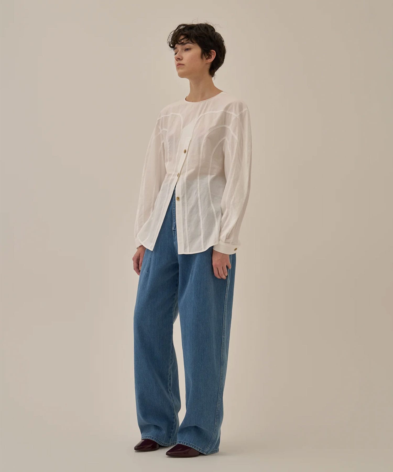 Miriam panel denim pants AKIRANAKA
