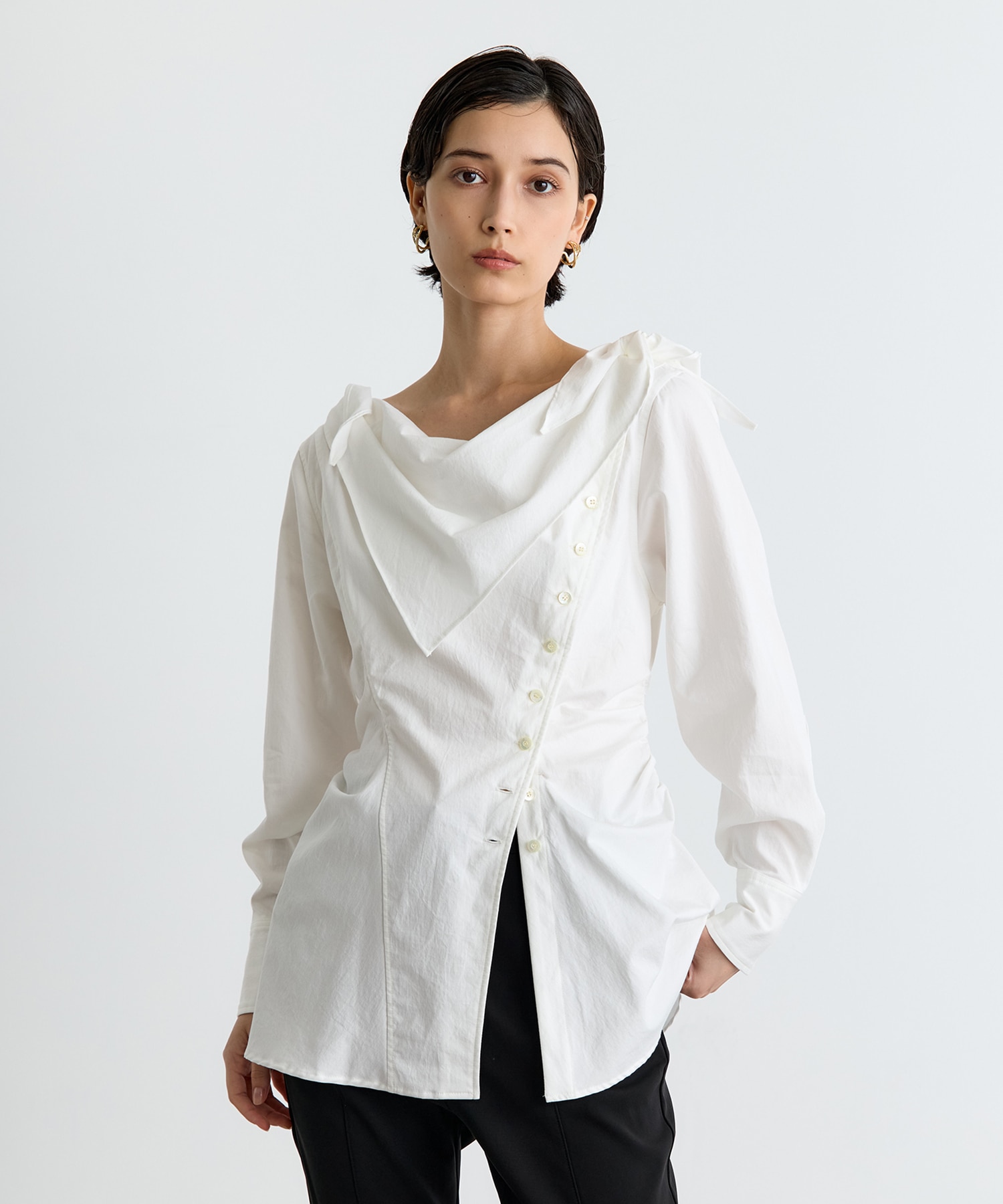 ORGANIC COTTON SCARF COLLAR BLOUSE FETICO
