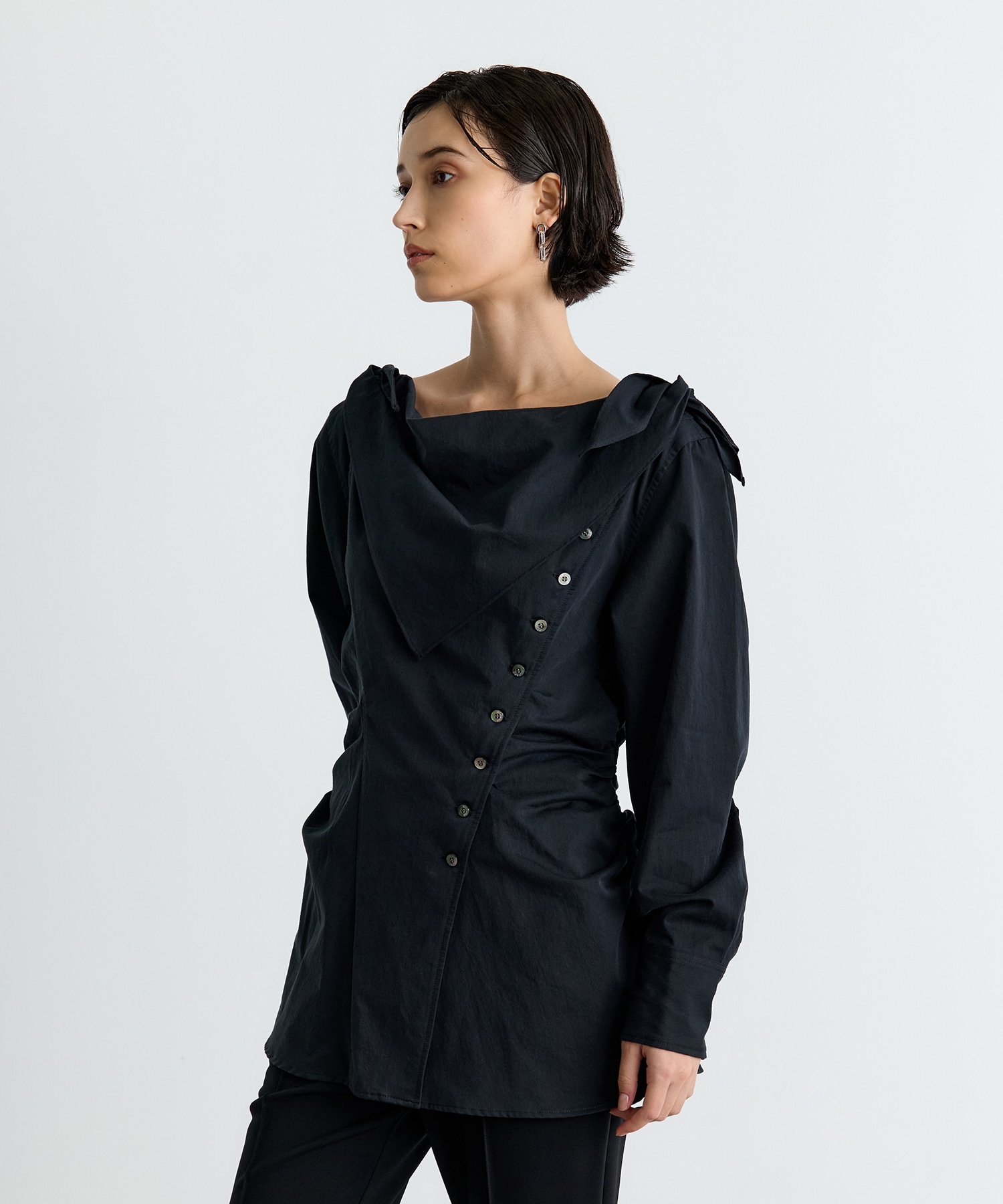 ORGANIC COTTON SCARF COLLAR BLOUSE FETICO