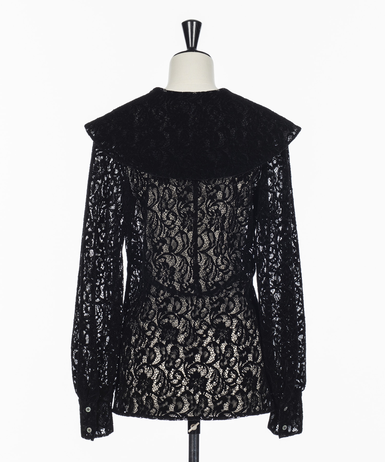 FLOCKED LACE SAILOR COLLAR BLOUSE FETICO