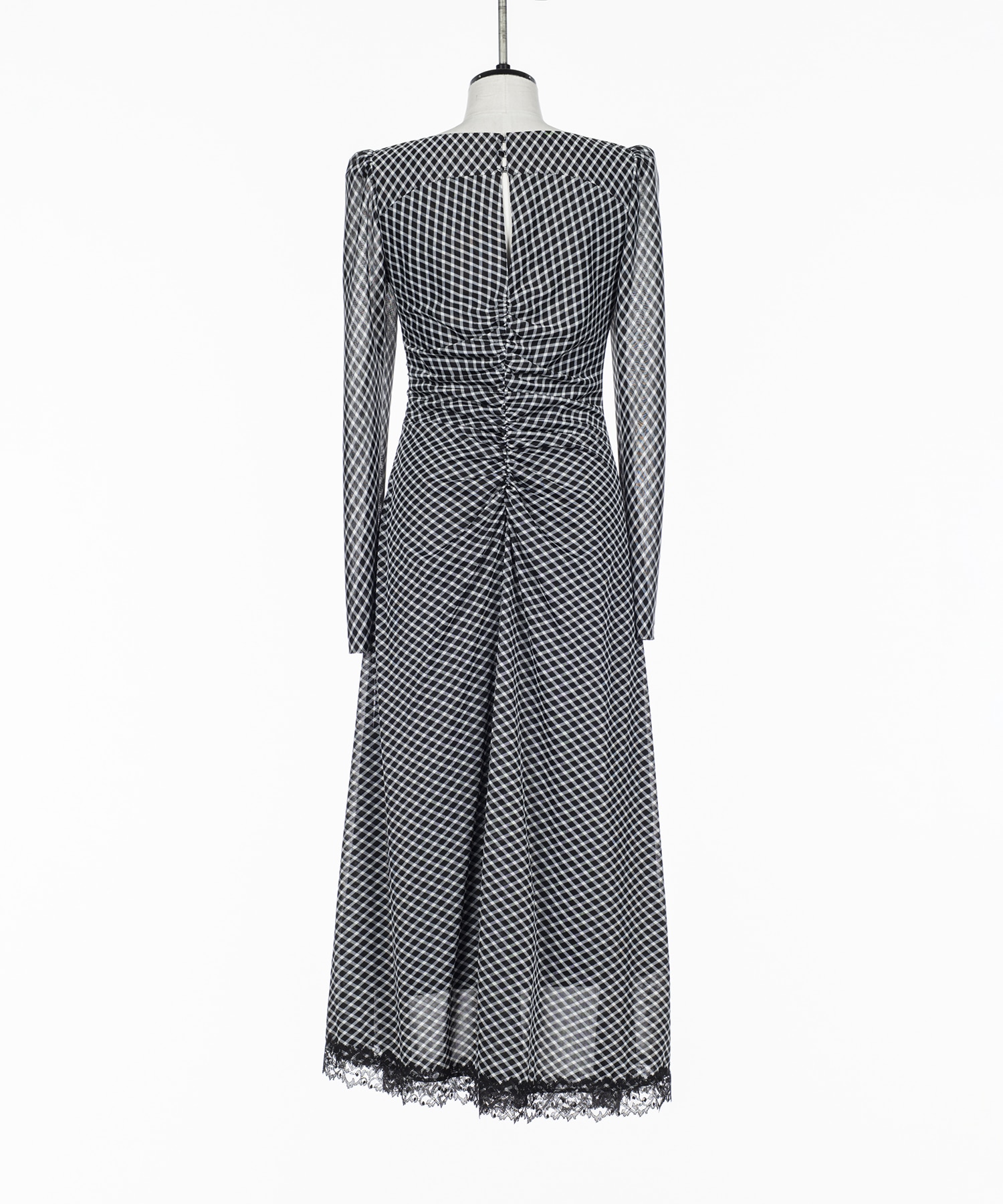 JERSEY CHECK GATHERED DRESS FETICO