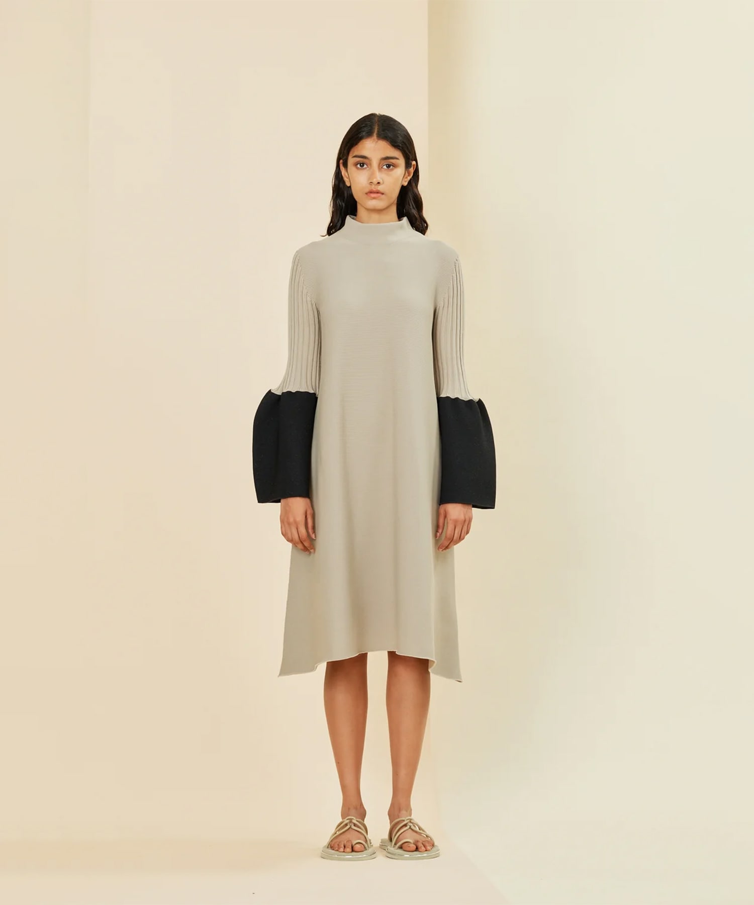 POTTERY SWELL GLITTER LONG BELL SLEEVE FLARE MINI DRESS CFCL