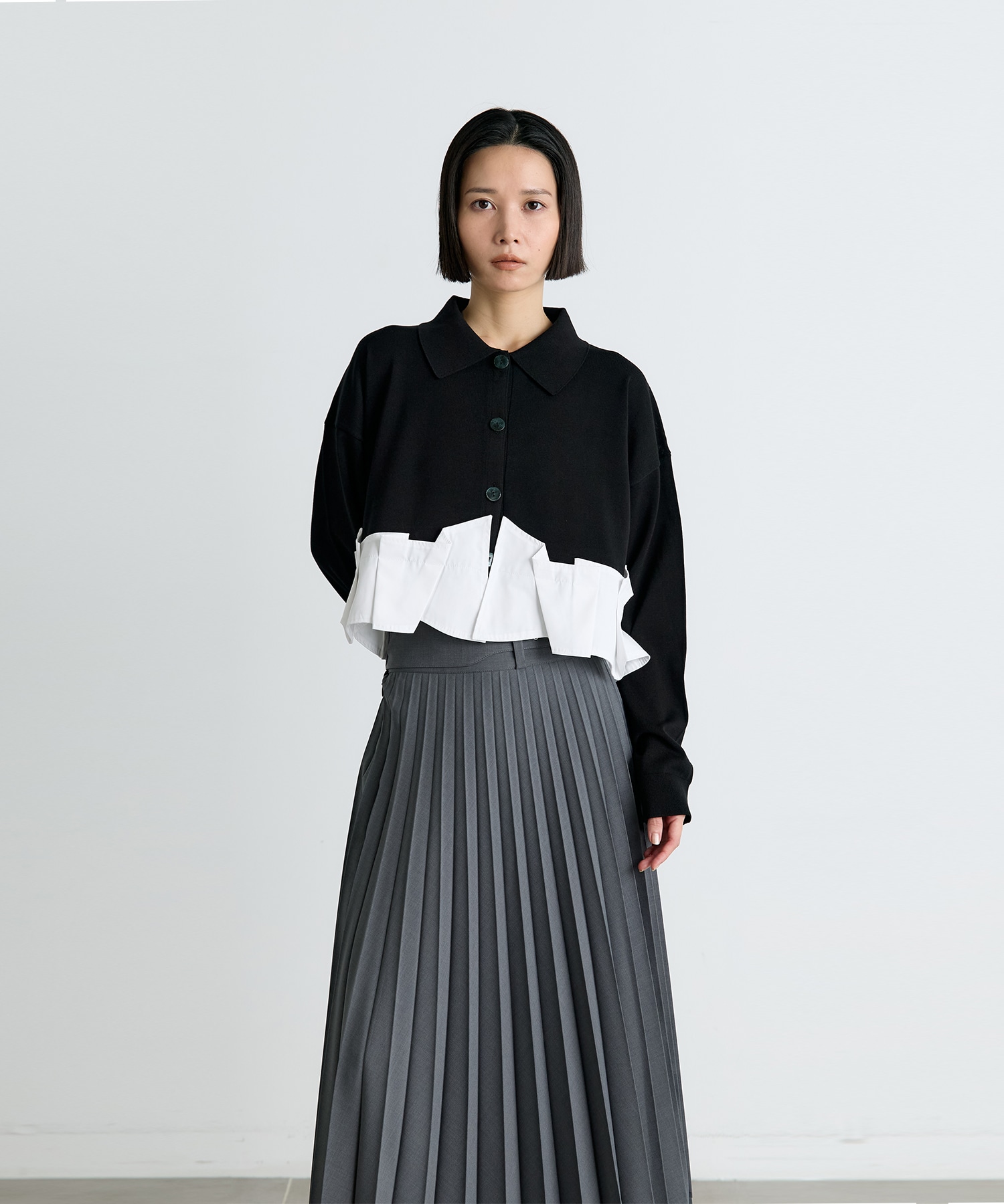 TACK DOCKING-HEM CARDIGAN ENFOLD