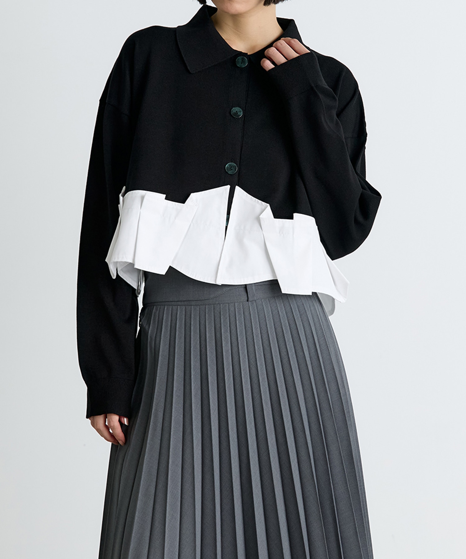 TACK DOCKING-HEM CARDIGAN ENFOLD