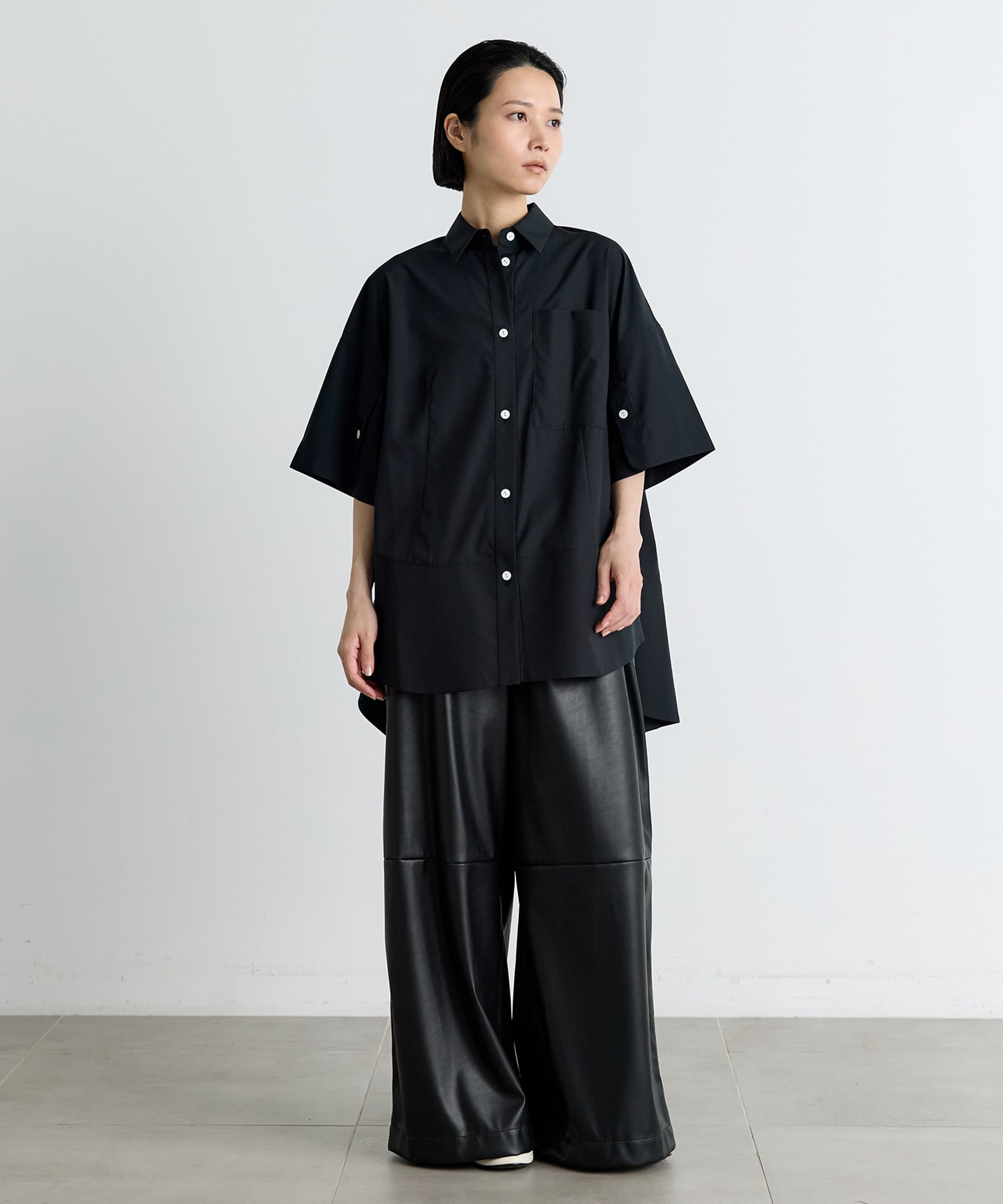 Synthetic Leather Wide Trousers IIROT