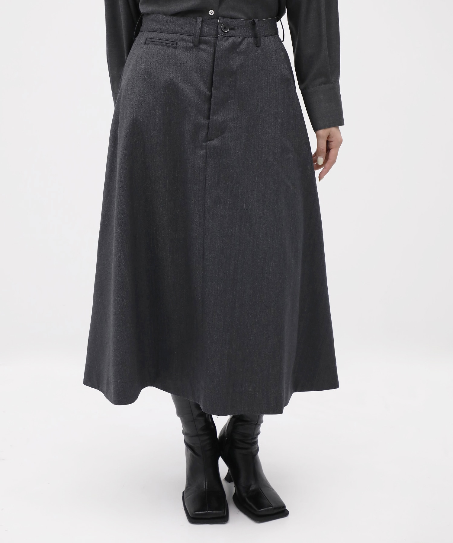 DRESS FLARE SK HERRINGBONE MADISONBLUE