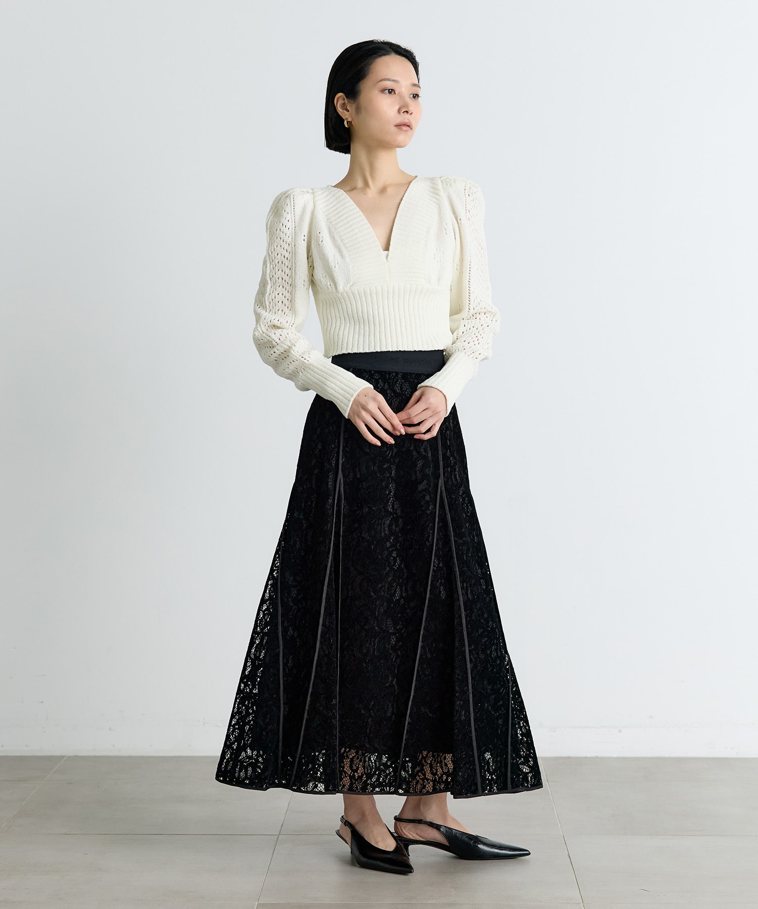 FLOCKED LACE FLARED SKIRT FETICO
