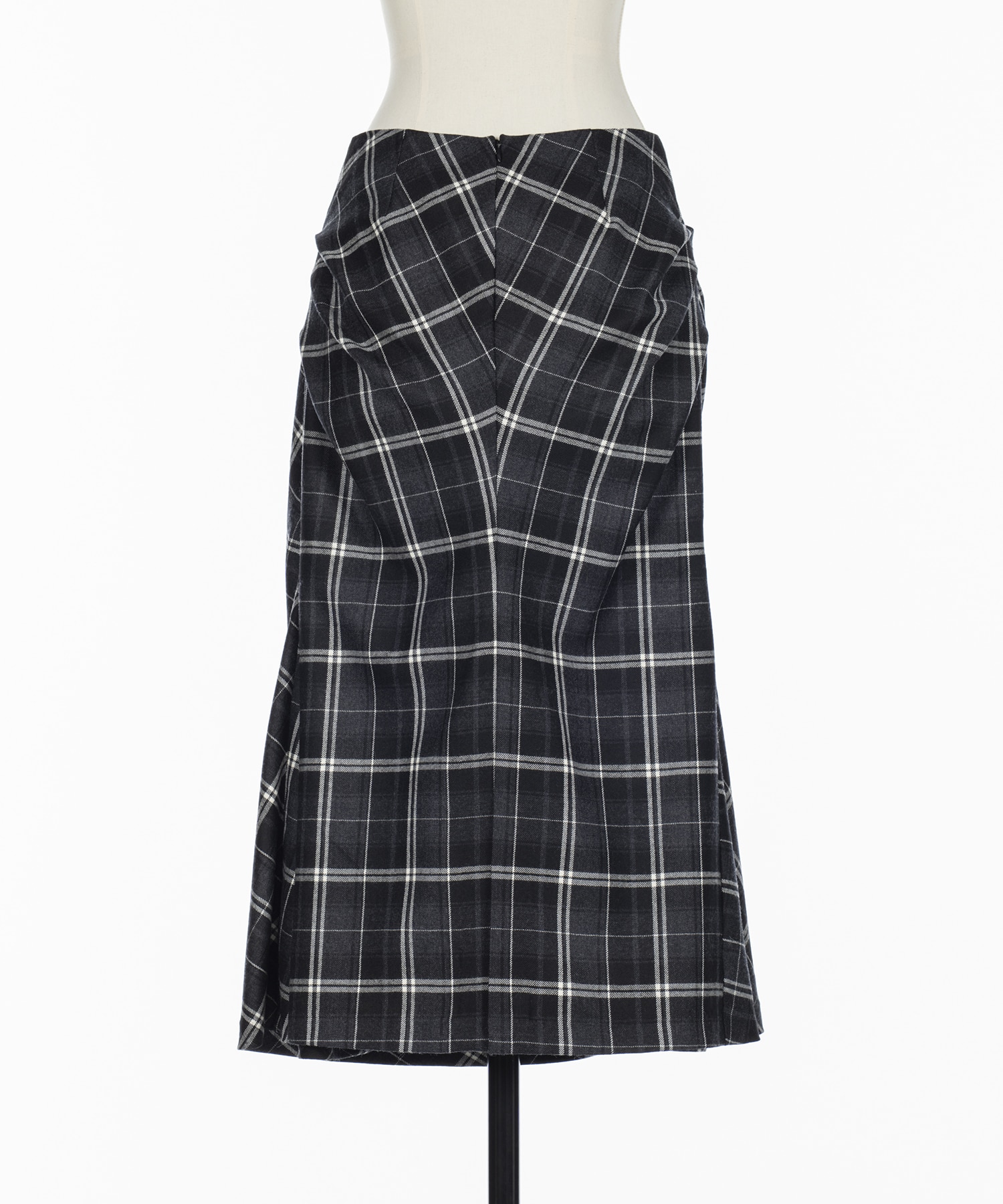 WOOL CHECK DRAPED SKIRT FETICO