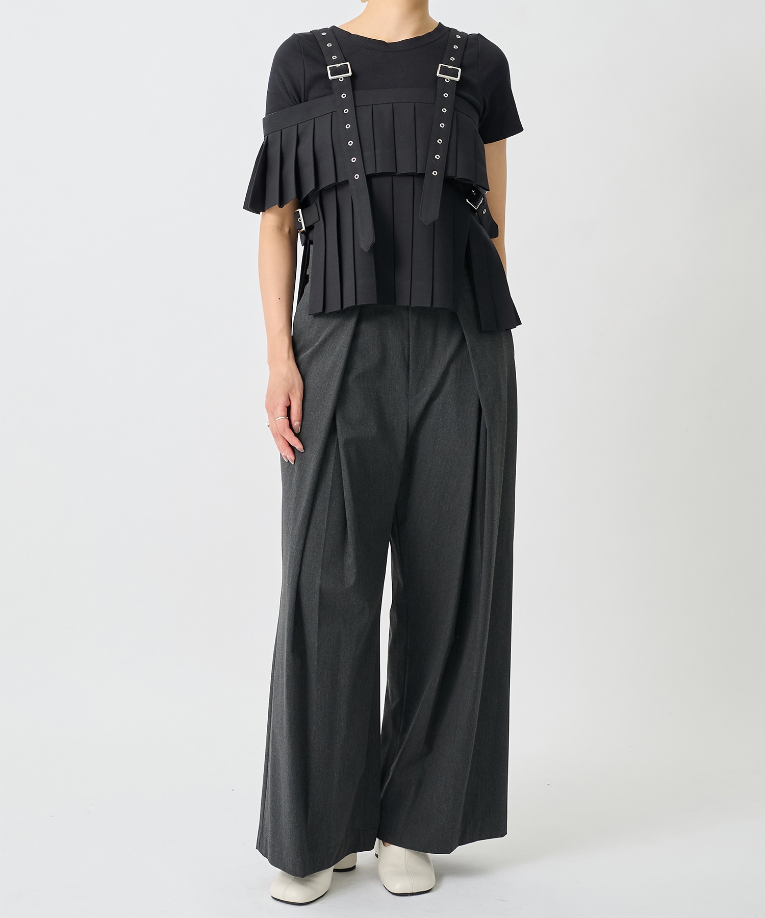 3R-V008-051 Pleats Bustier noir kei ninomiya