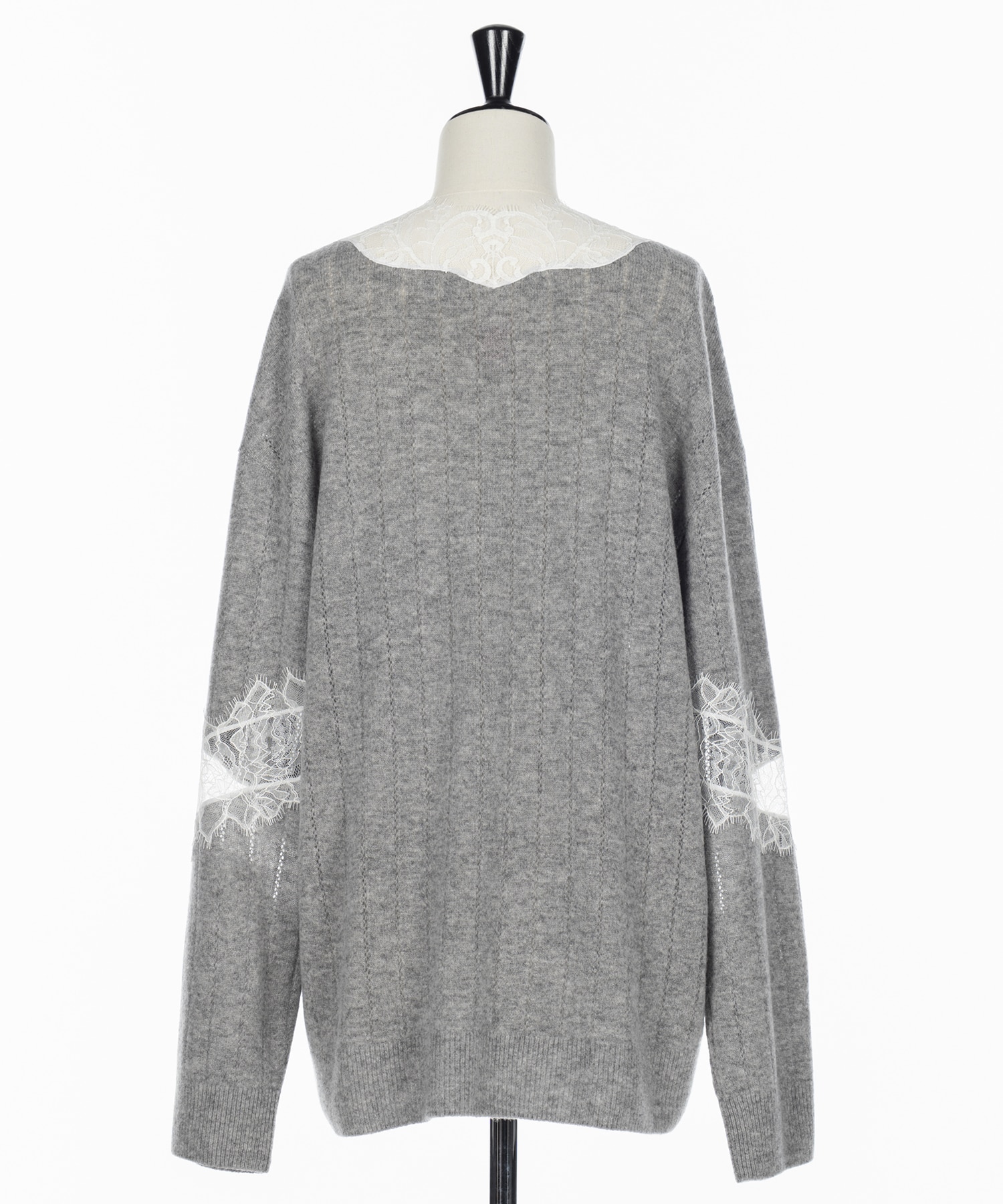 OVERSIZED HAIRY LACE PANELED KNIT CARDIGAN FETICO
