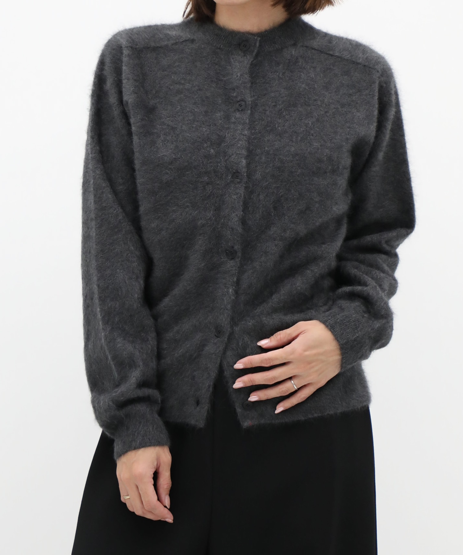ROYAL CASHMERE FUR CREWNECK CARDIGAN ATON