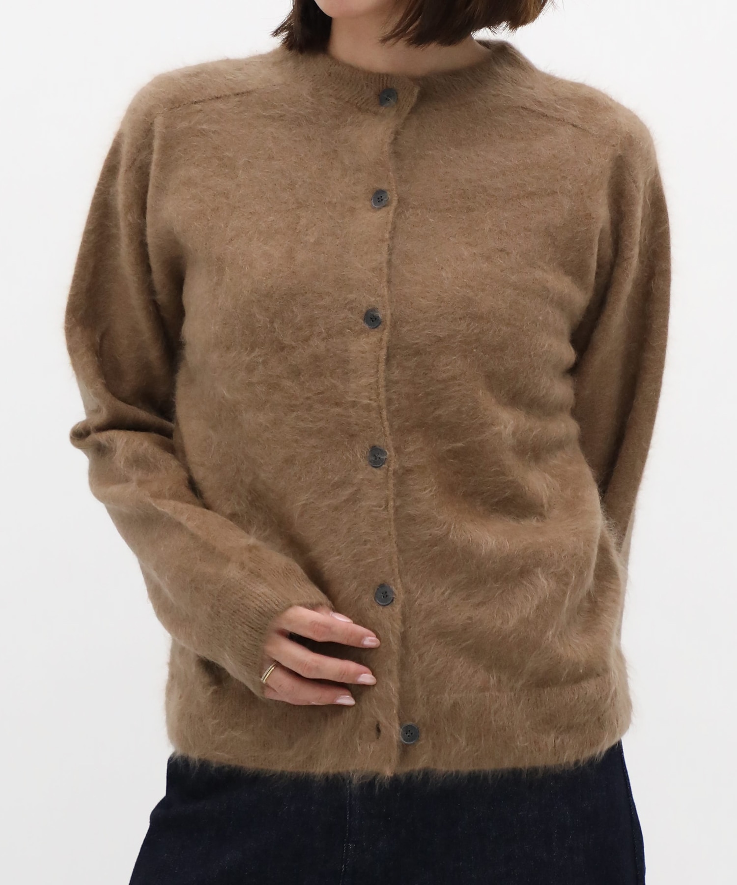 ROYAL CASHMERE FUR CREWNECK CARDIGAN ATON