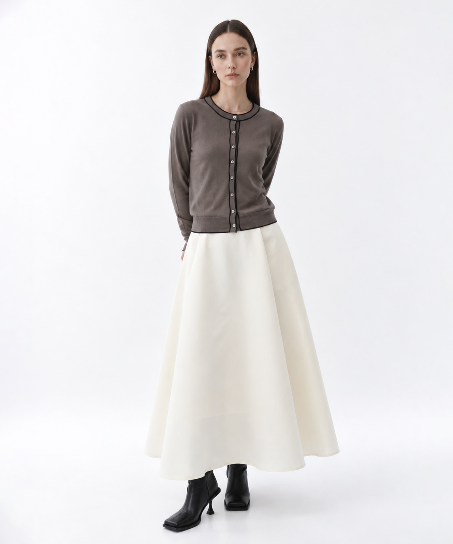 CASHMERE/SILK REVERSIBLE CREW NECK CARDIGAN THE TOKYO