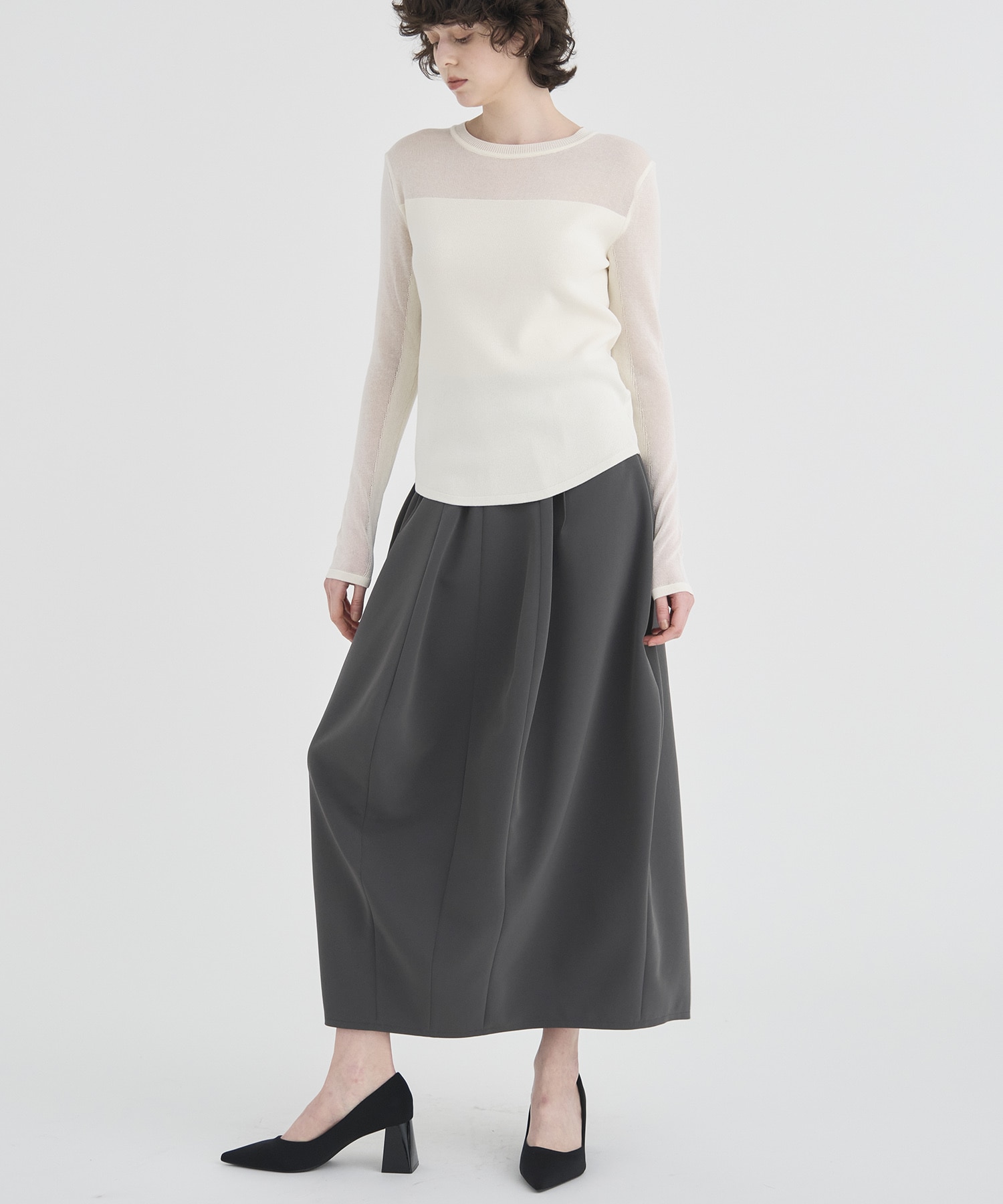 Sheer line Knit Tops RITAN